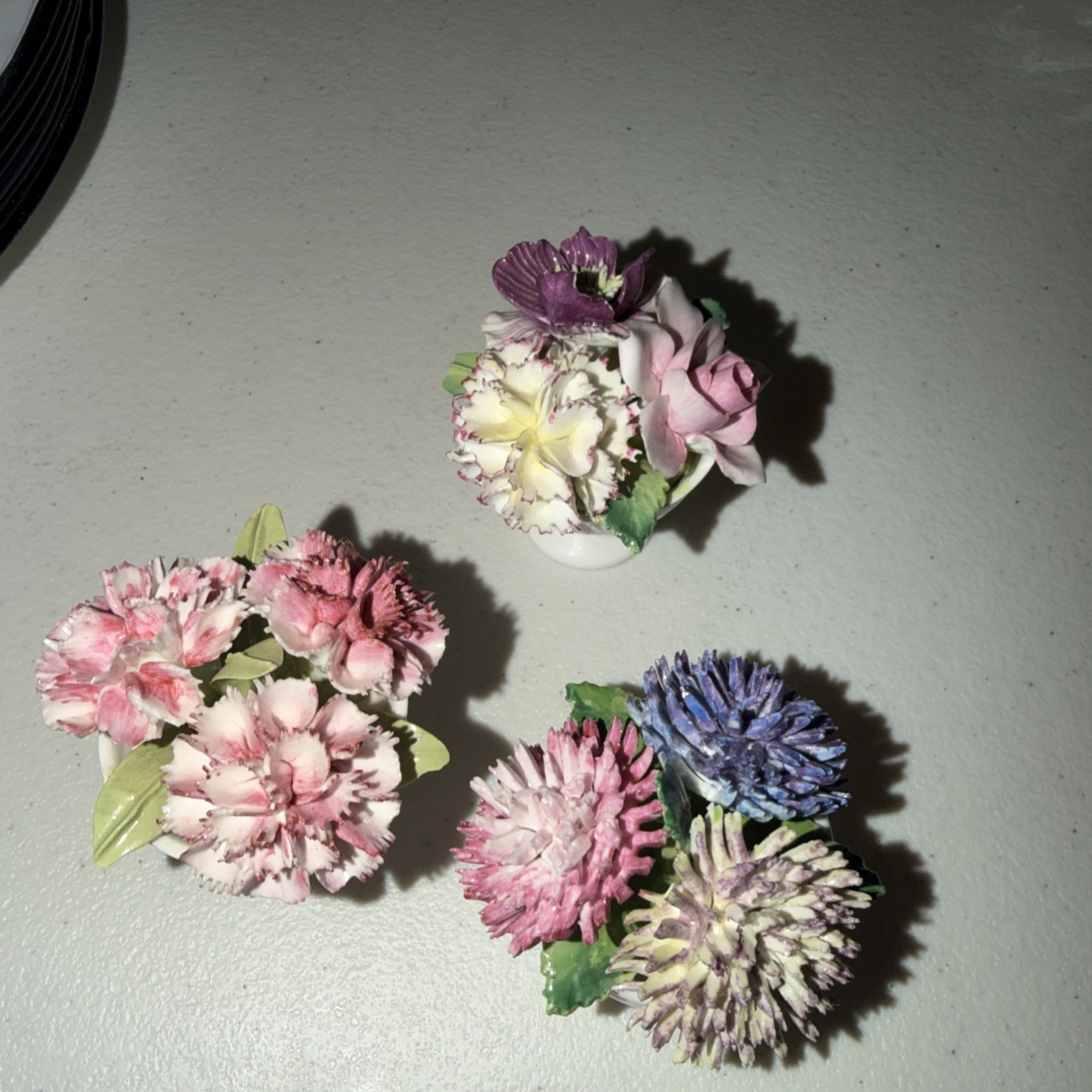Set of 3 Crown Staffordshire England Fine Bone China Floral Arrangements Set of 3 Crown Staffordshire England Fine Bone China Floral Arrangements