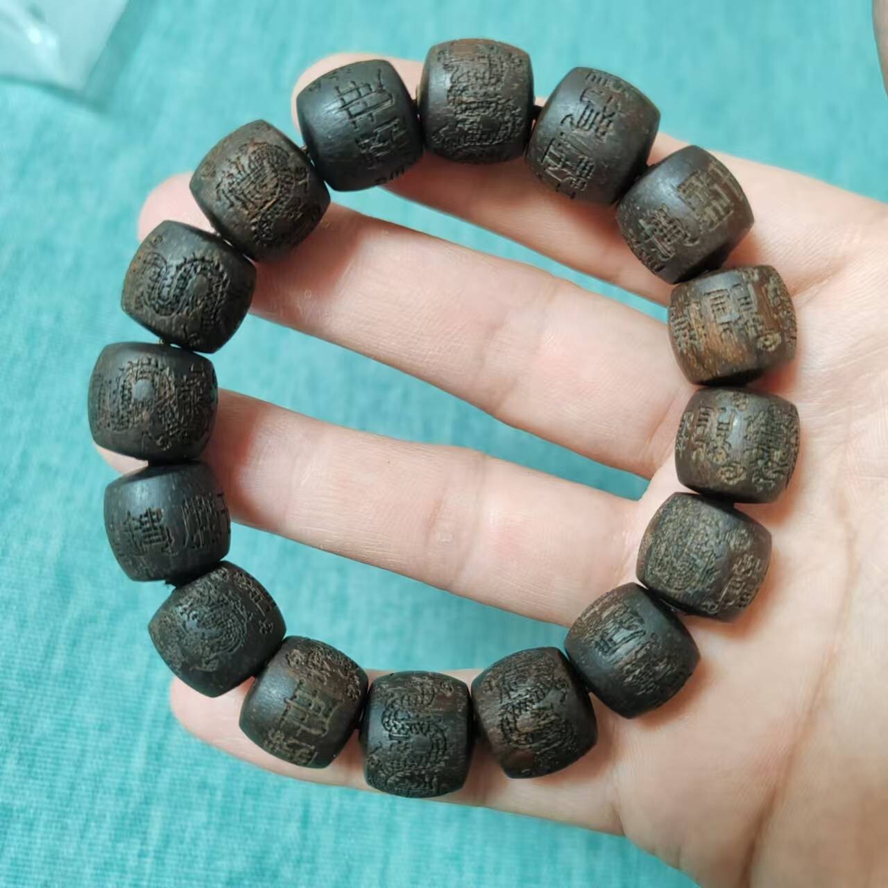 14mm Natural Grade A Wood Dragon Beads Men Woman Gift Bracelet Lucky Jewelry