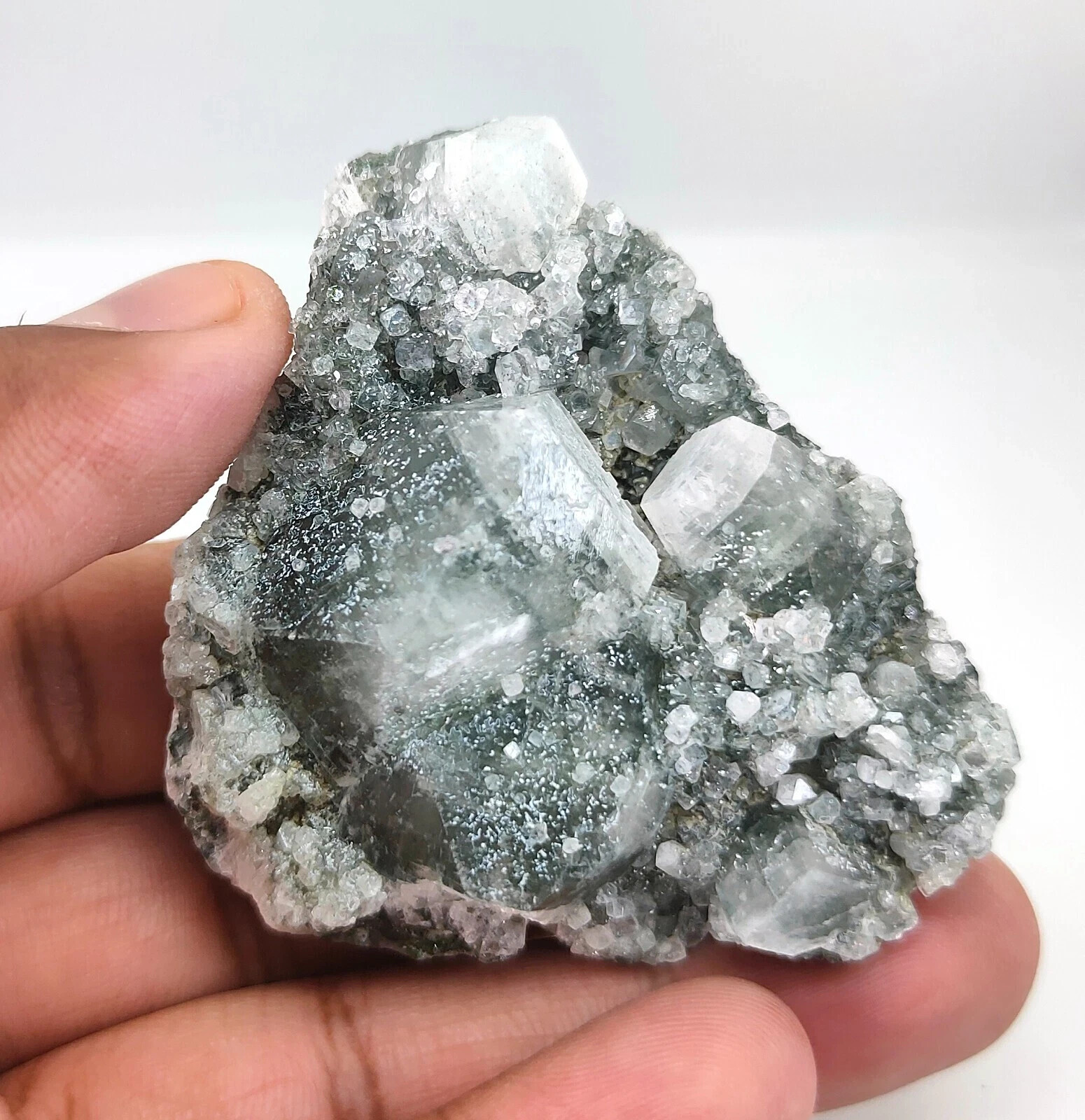 68g Natural Green Apophyllite Crystals on Bae Matrix Mineral Specimen