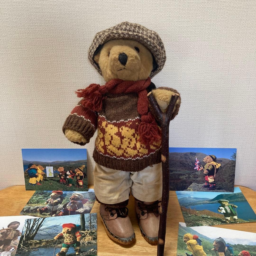 LAKELAND BEARS Teddy Bear Plush & Postcard Set Handmade Hiking Outfit