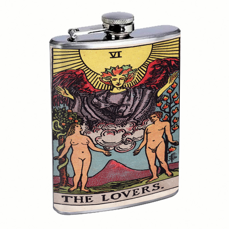 Tarot Cards D8 Flask 8oz Stainless Steel Hip Drinking VI The Lovers