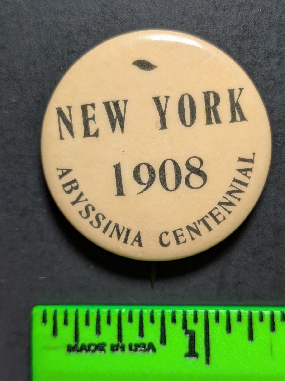 Vintage 1908 New York Abyssinia Centennial Pinback Pin