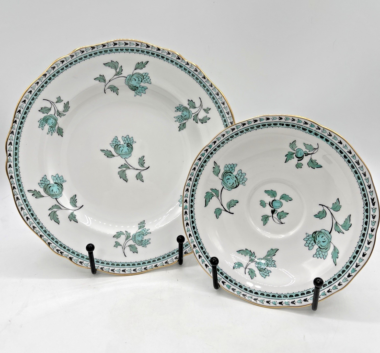 SPODE Darlington 7.75” Salad Plate And Saucer Green Y6569
