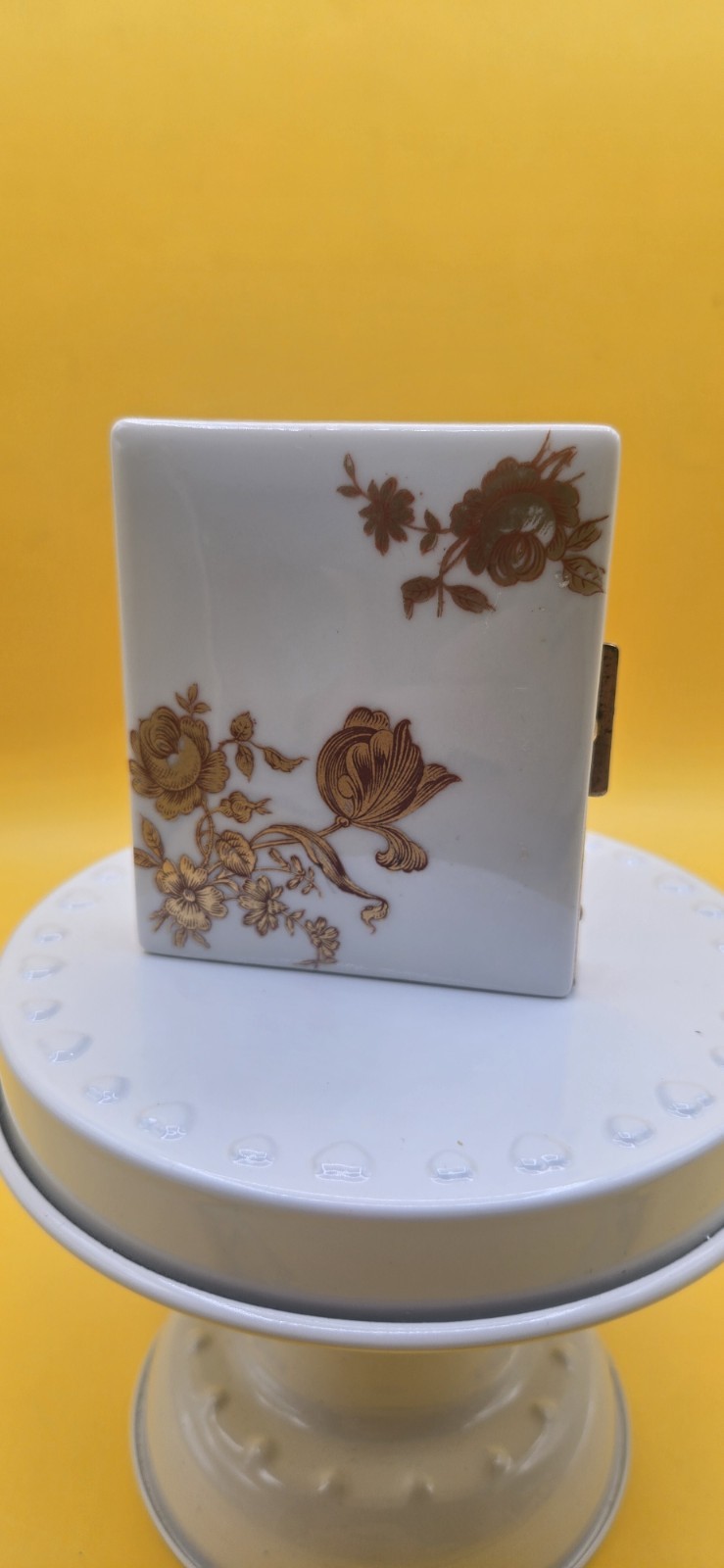 Vintage Limoges France Hand Painted Porcelain Accordion Photo Album Compact Case