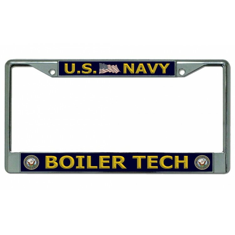 navy boiler tech seal logo military license plate frame usa made