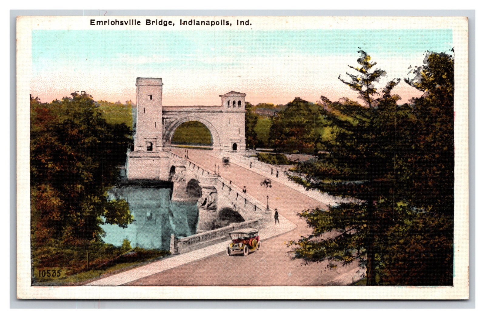 Emrichville Bridge Indianapolis Indiana IN UNP WB Postcard XA5