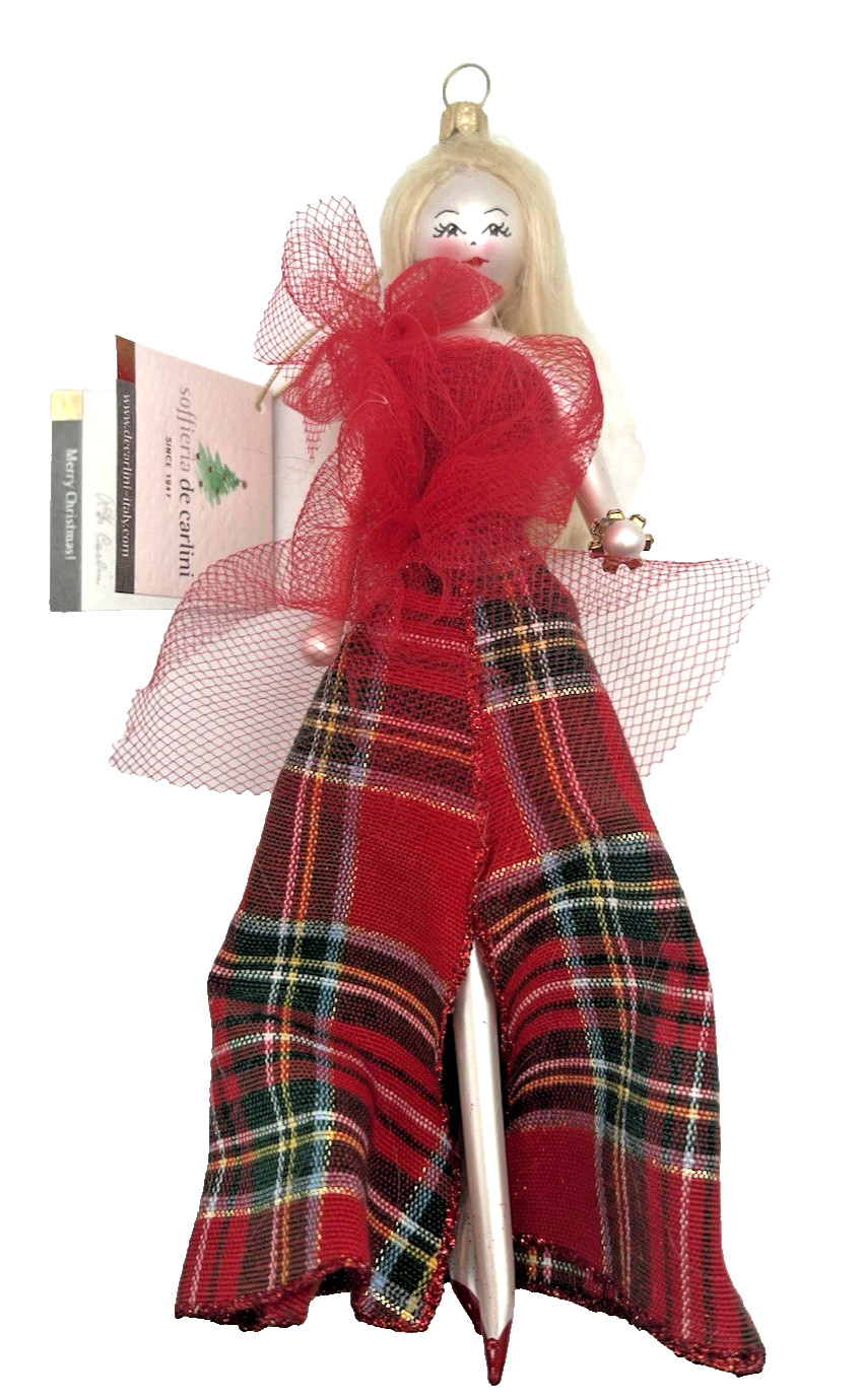 SOFFIERIA DE CARLINI Fashion Lady Glass Christmas Ornament Made In Italy New Box SOFFIERIA DE CARLINI Fashion Lady Glass Christmas Ornament Made In Italy New Box