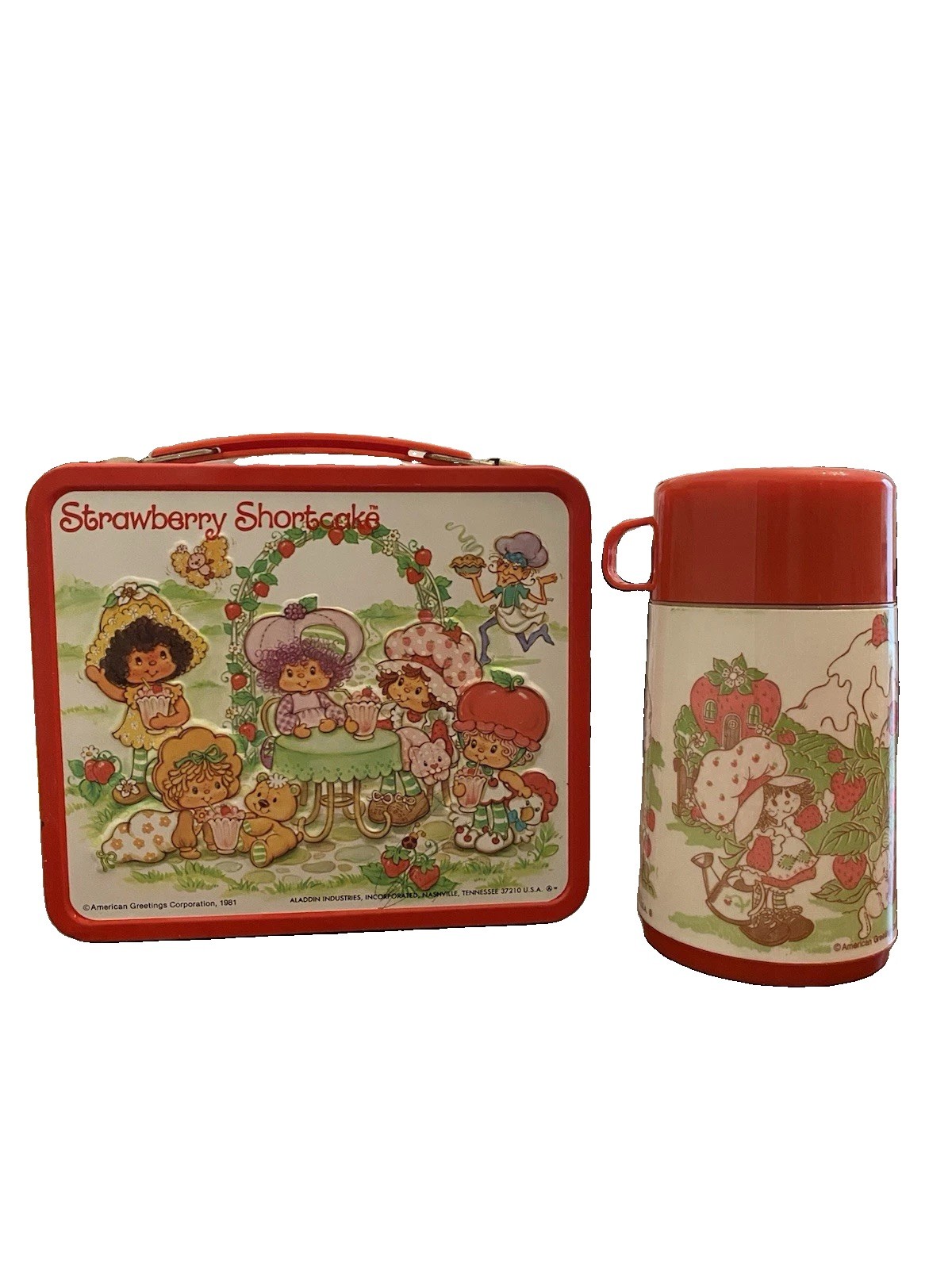 Vintage 1981 Strawberry Shortcake Metal Lunchbox/Thermos By Aladdin Industries