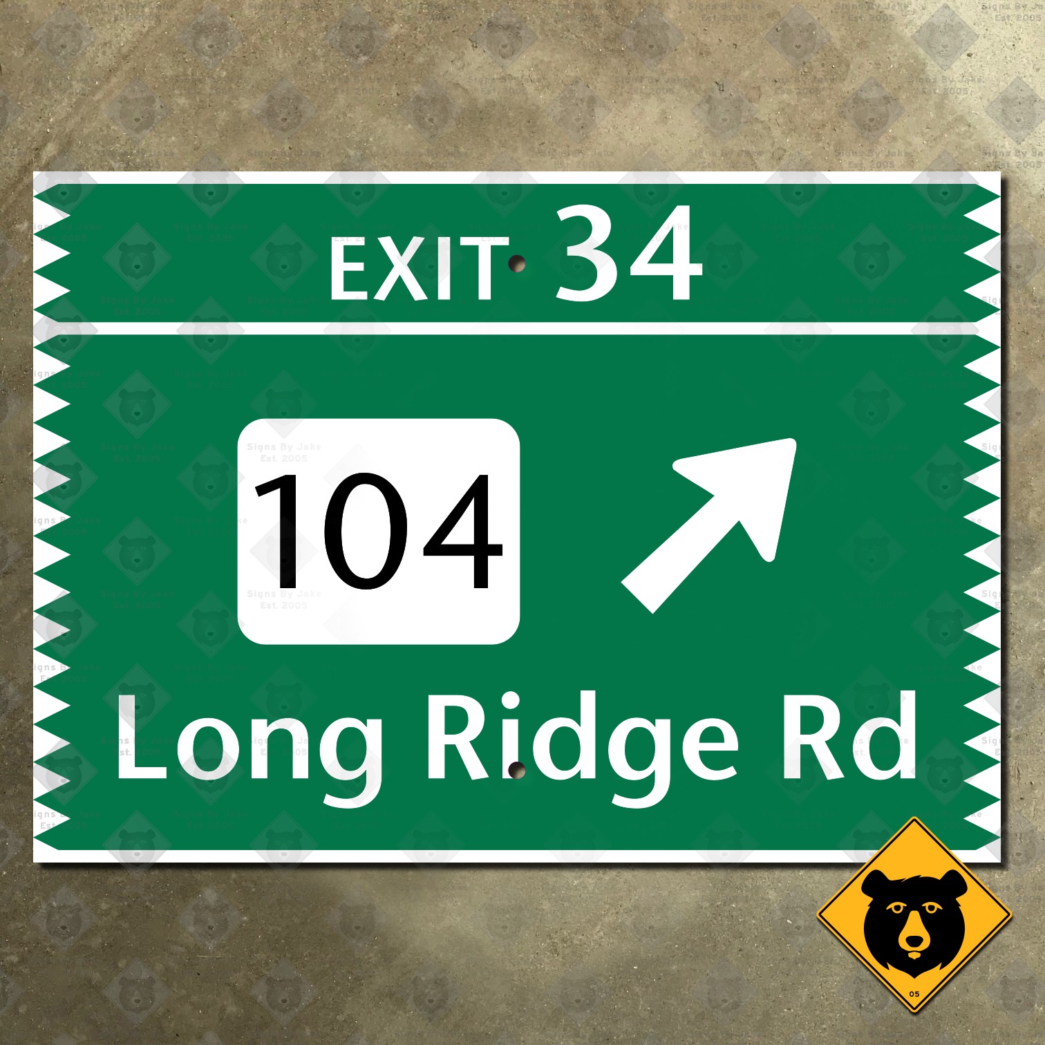 Connecticut Merritt Parkway Exit 34 Long Ridge Road highway sign 21x15