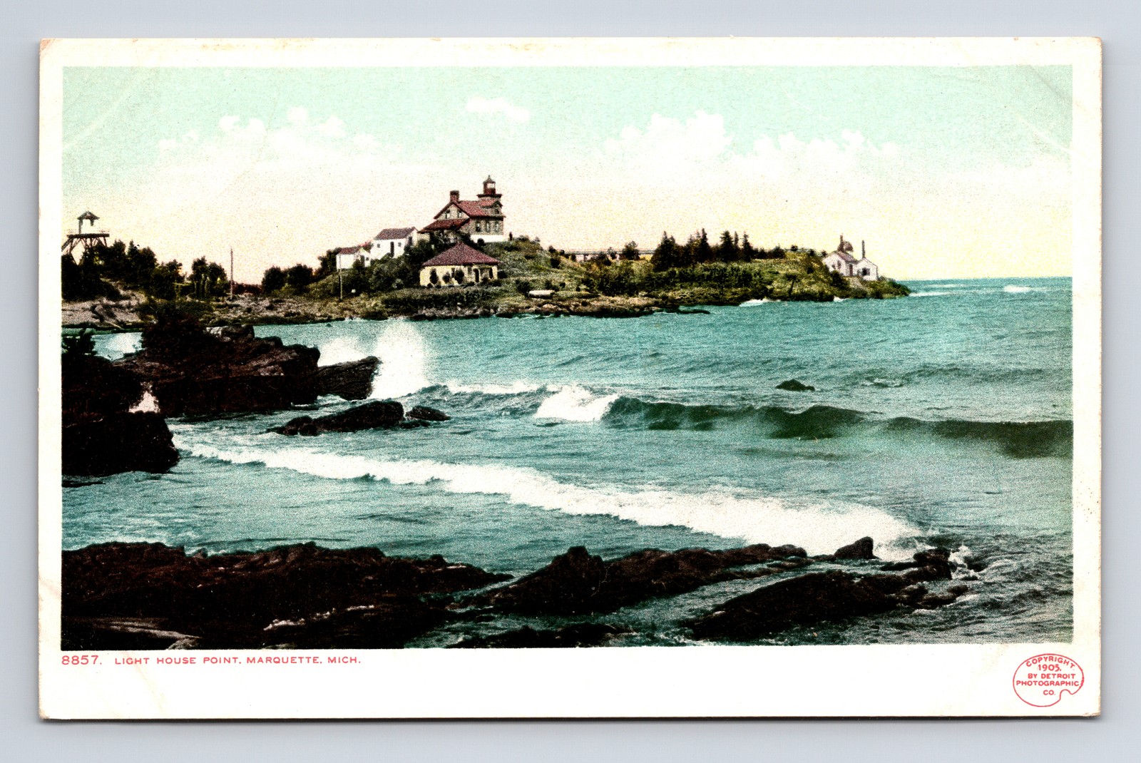 c1905 Light House Point Surf Marquette Michigan MI Postcard