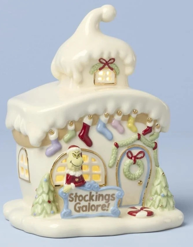 Lenox Grinch Who-Ville Home Stockings Galore Lit Porcelain Figurine Christmas