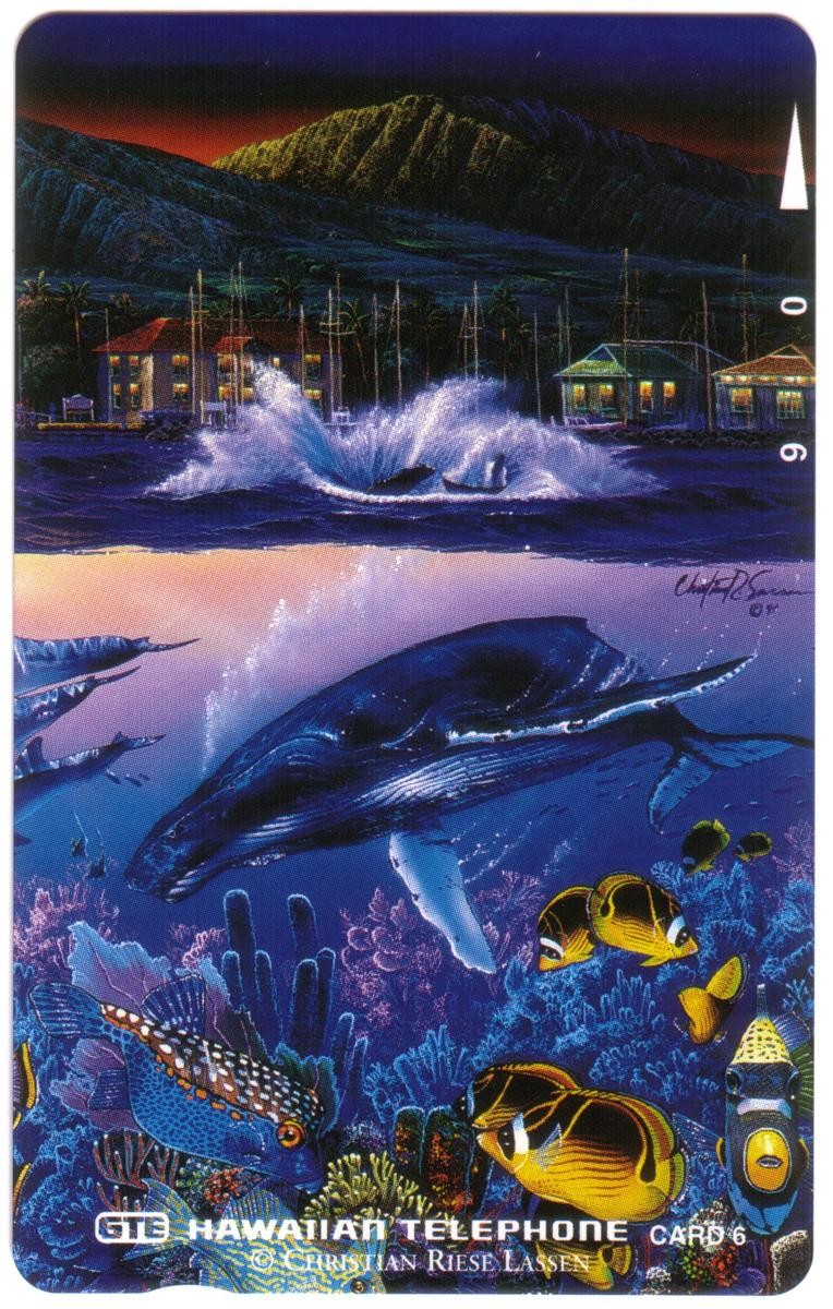 6u Lahaina Visions Triptych (Artwork by Lassen) Whales & Sealife Phone Card