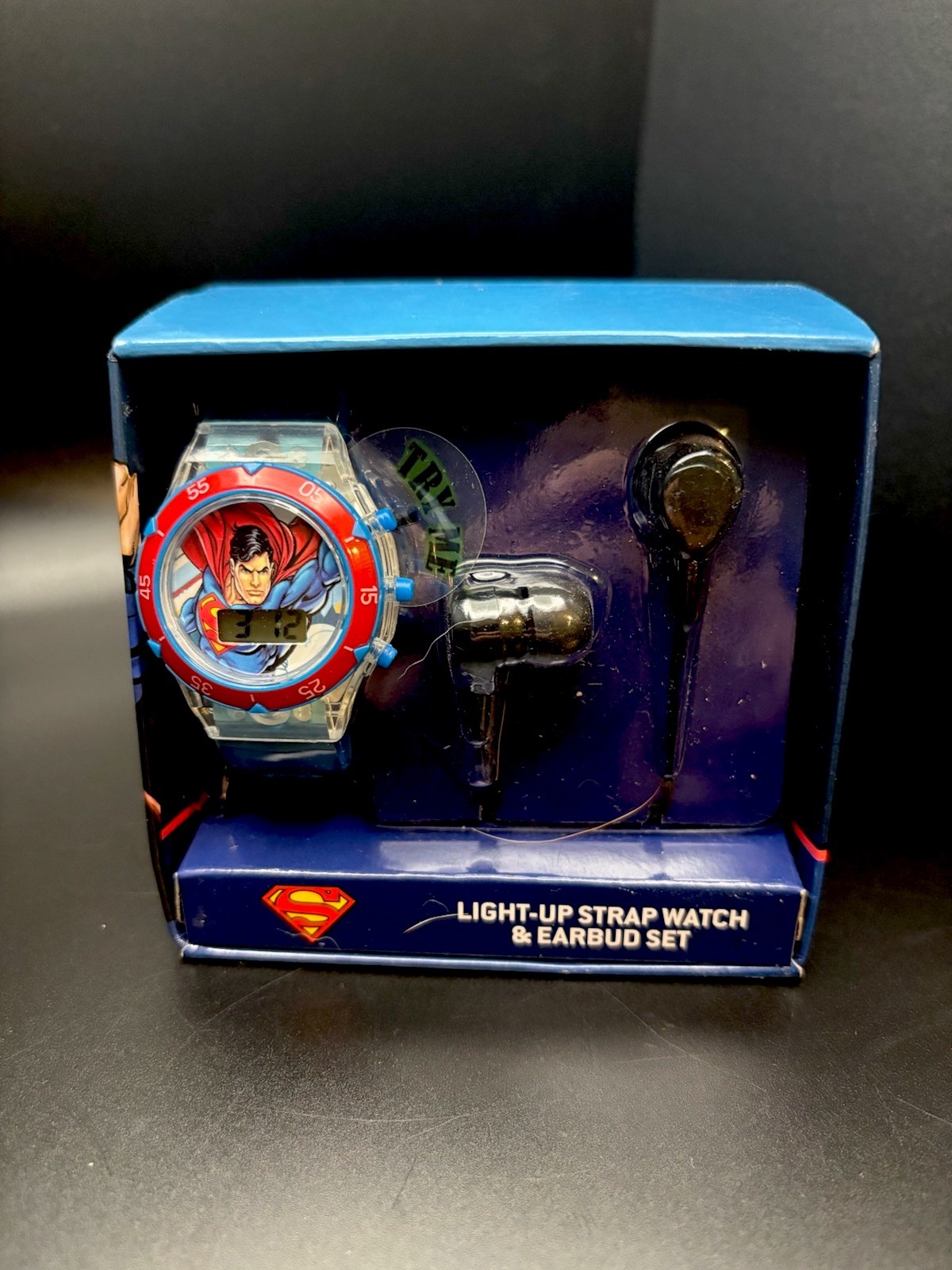 Superman Movies Light-Up Strap Digital Watch & Earbud Set