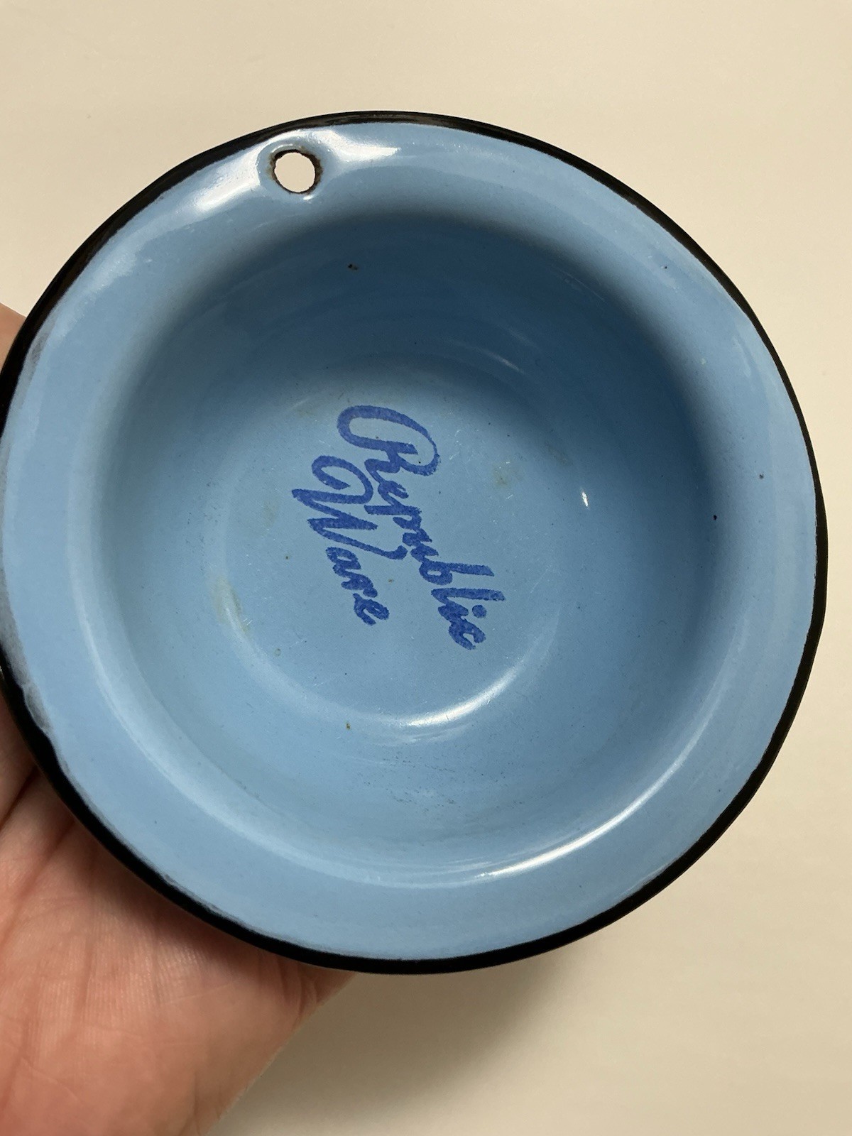 MINIATURE ADVERTISING SALESMAN SAMPLE MINT GRANITEWARE ENAMELWARE ANTIQUE