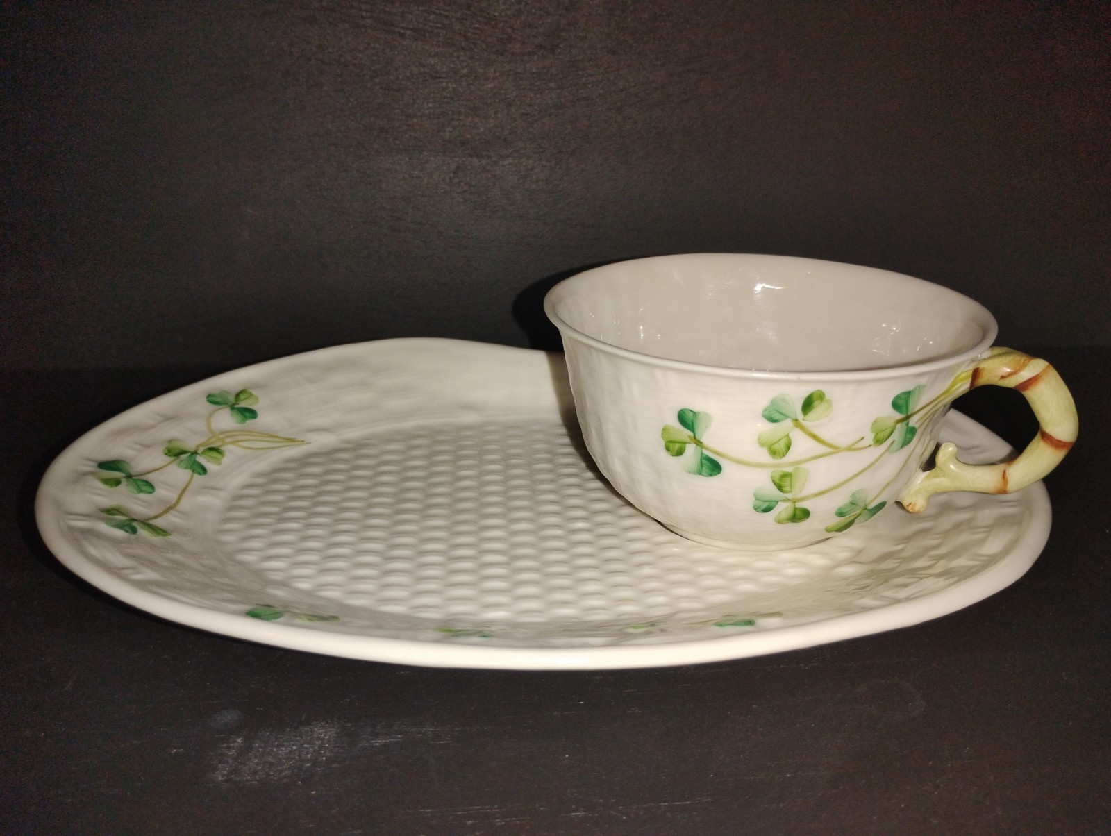 Belleek 2002 Retrospect Sandwich Plate & Tea Cup. 