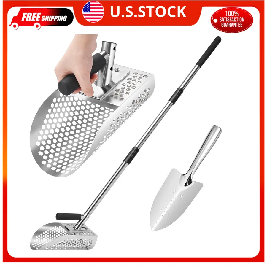 GADFISH Stainless Steel Sand Scoop Metal Detecting Treasure Hunting Sifter Sh... GADFISH Stainless Steel Sand Scoop Metal Detecting Treasure Hunting Sifter Sh...