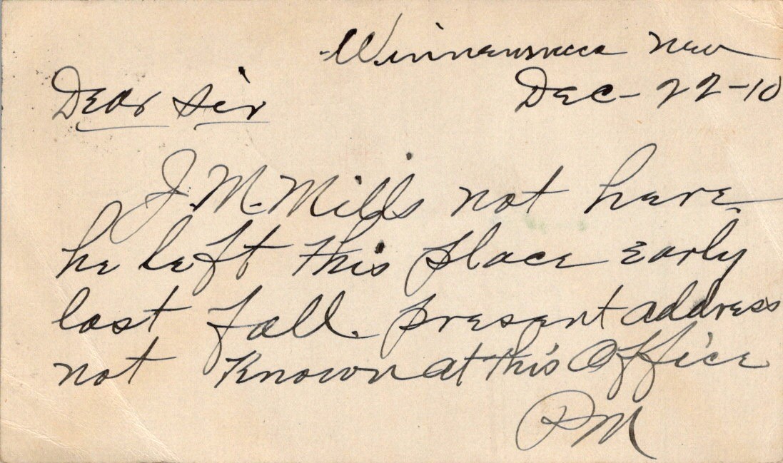 1910 Postcard Winona MN Note J.M. Mills Winnemucca NV Cancel to Walla Walla WA
