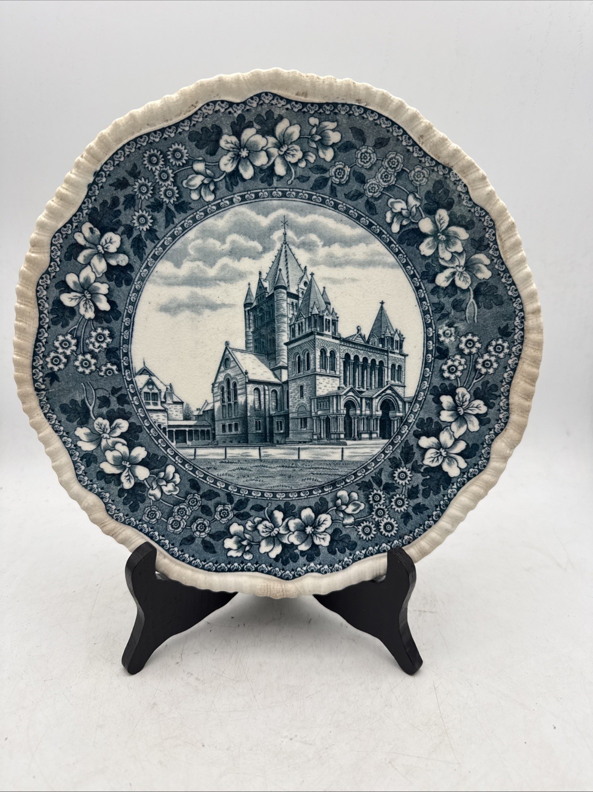 Antique Blue W.T. Copeland Plate - Trinity Church, Boston - 9\