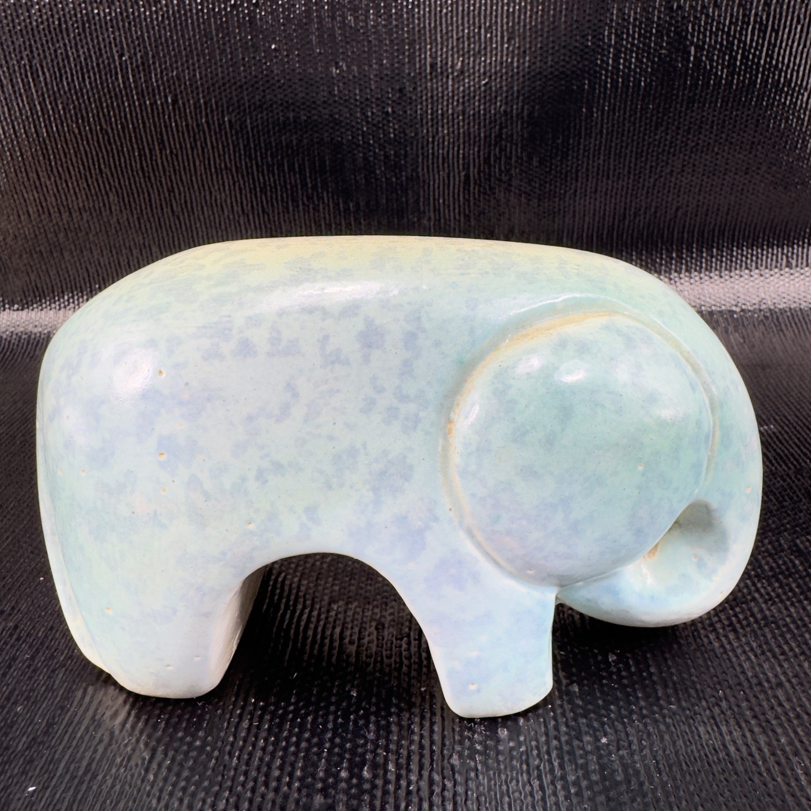 Mid Century Hand Made Pottery Stoneware Elephant Artist Signed Figurine Vintage