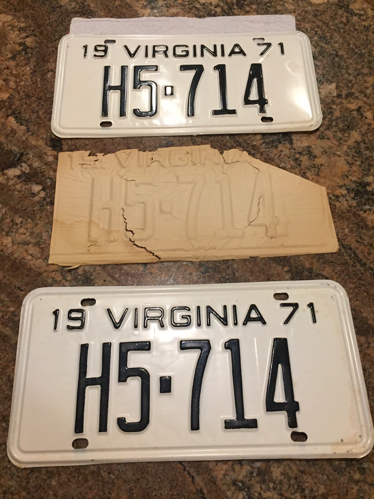 1971 Virginia PAIR License Tags Plates.               H5-714 Va. New NOS