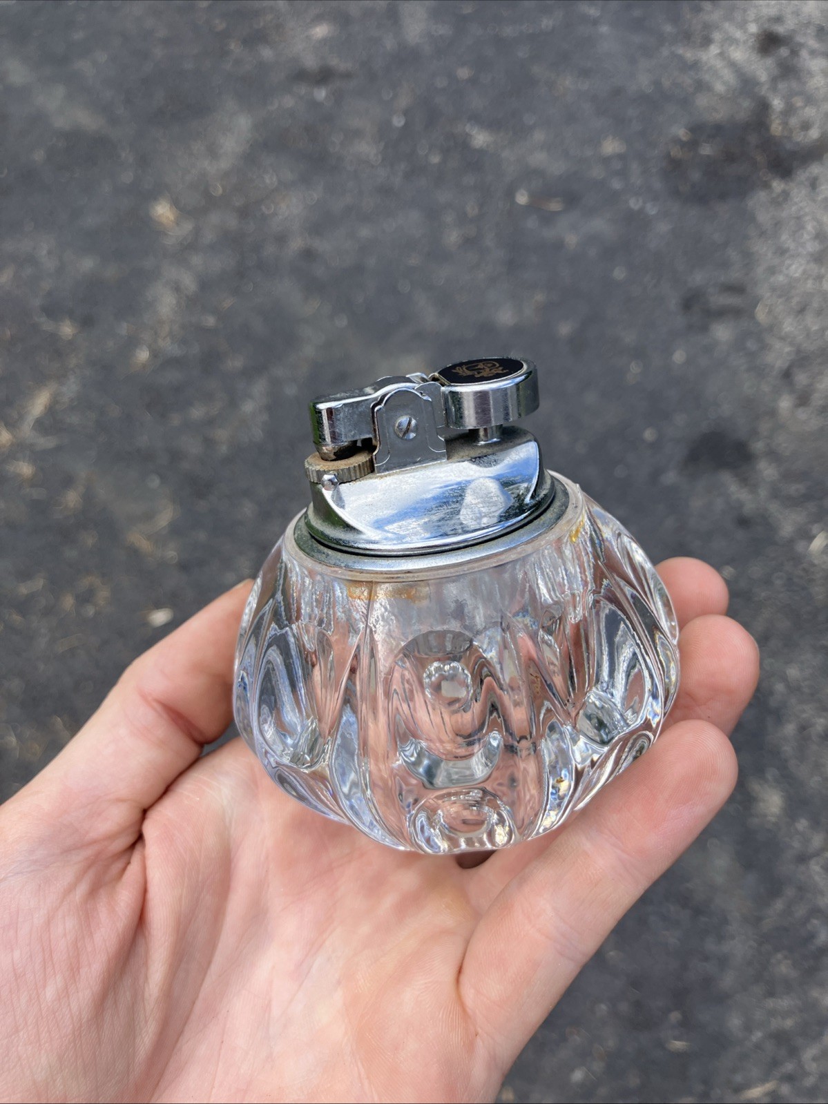 Vintage Tabletop Lighter Clear Glass Works Sparks 1970s