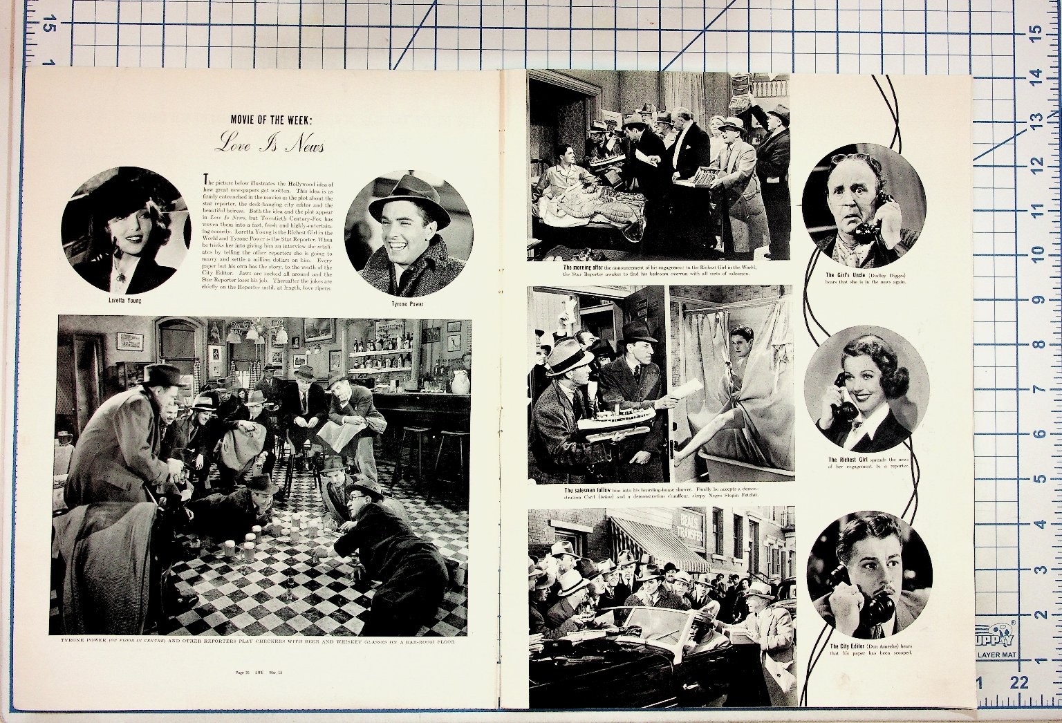 1937 Tyrone Power Love Is News Movie Magazine Spread Vintage Hollywood Ephemera