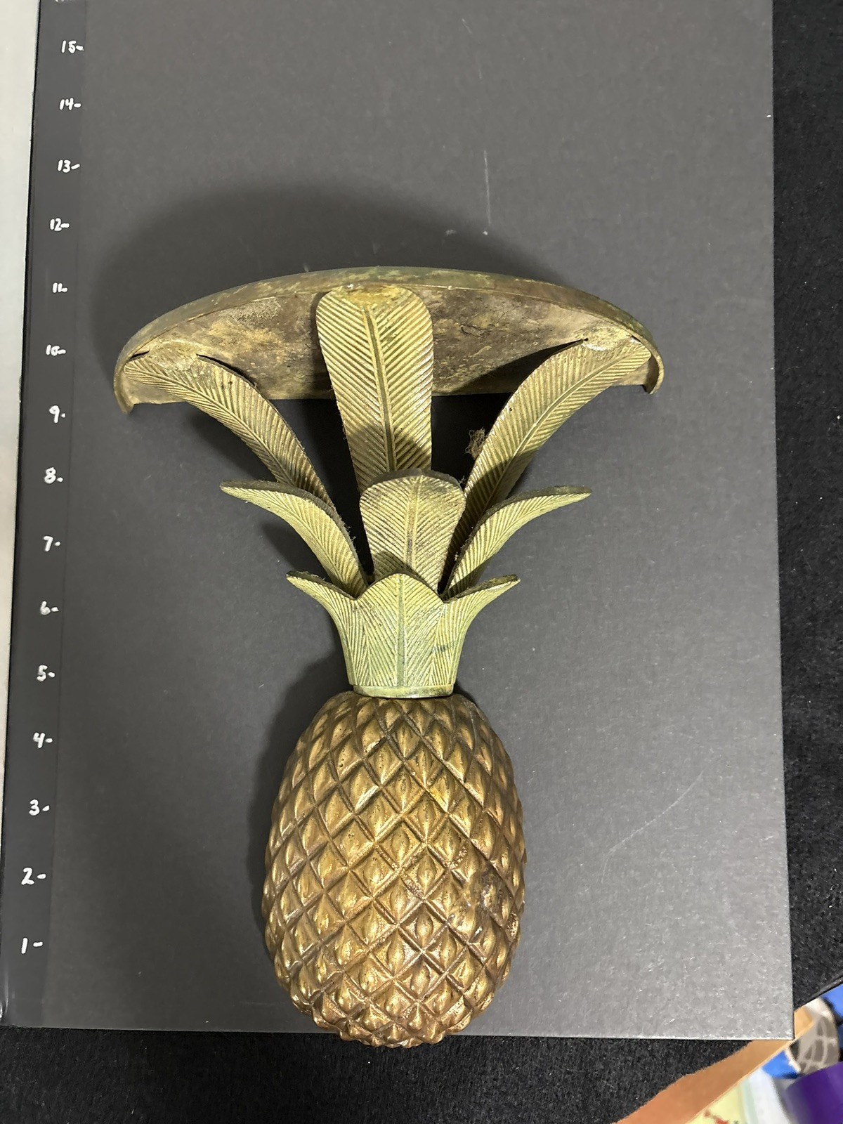 Vintage Hollywood Regency-style Brads Cast Metal Pineapple Wall Shelf Gold Gilt