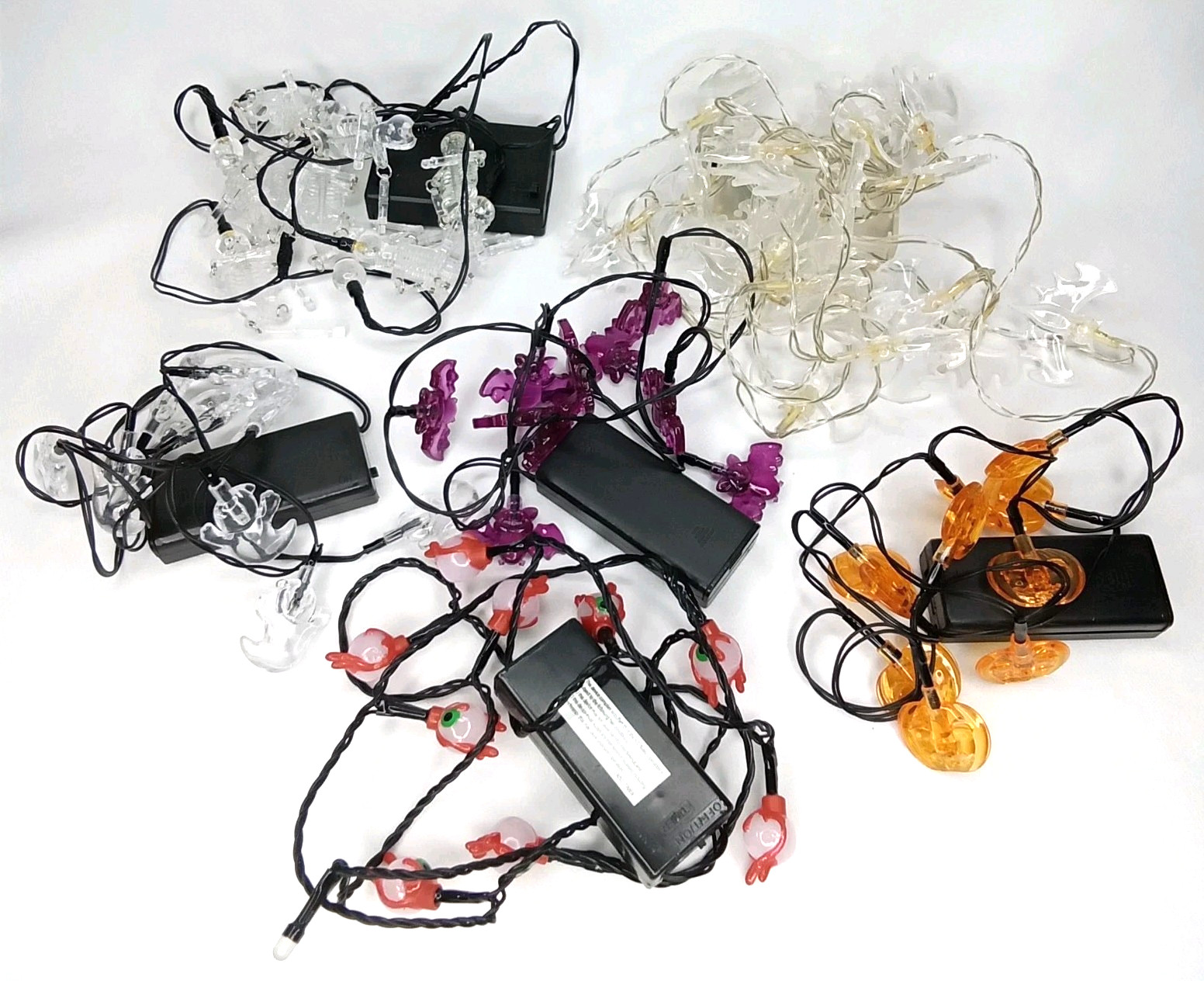 Vintage Halloween Lights Set Of 6 Eyes JOL Bats Skeleton Ghosts New Arrival