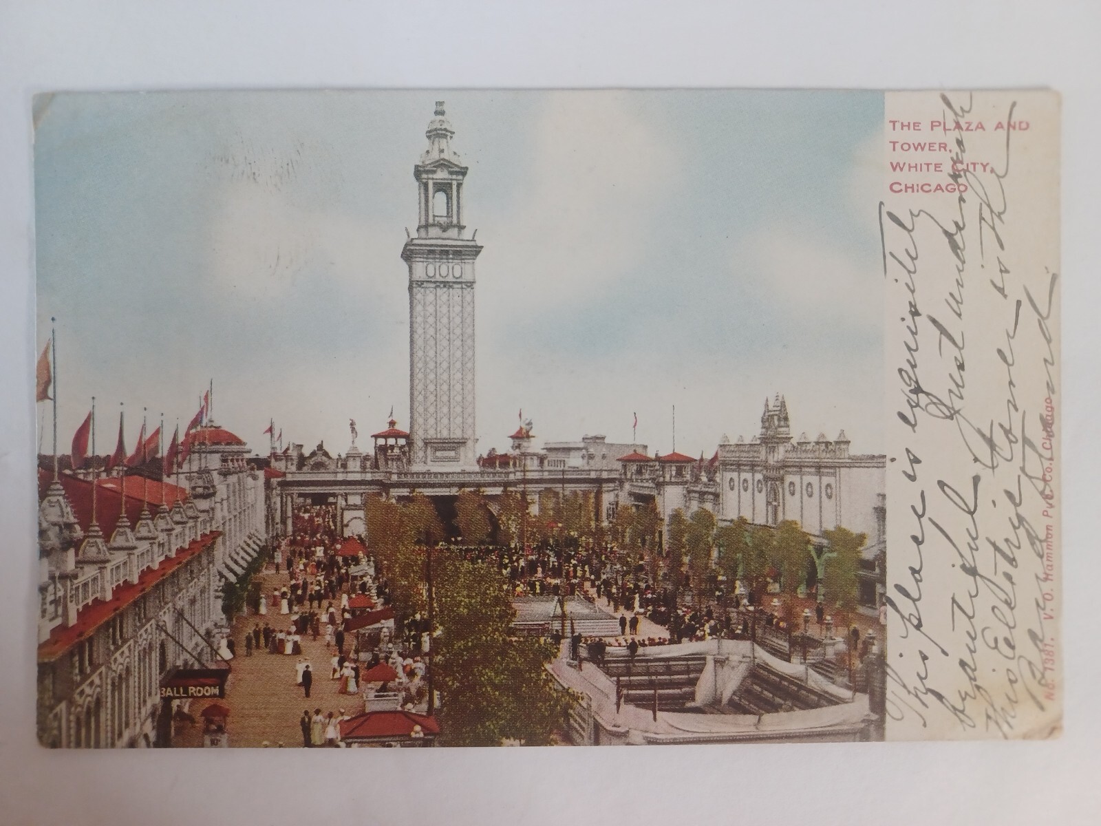 1910 The Plaza & Tower CHICAGO IL - White City #1381 Postcard Posted Franklin 1c