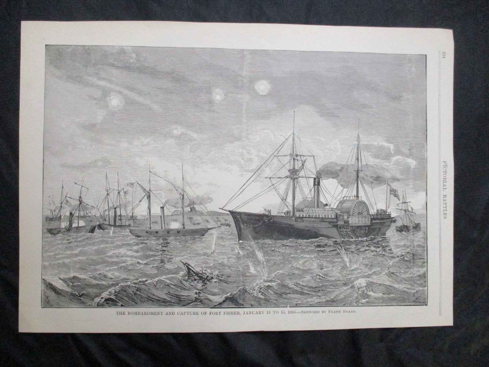 1898 Civil War Print - Bombardment & Capture of Fort Fisher, North Carolina 1865