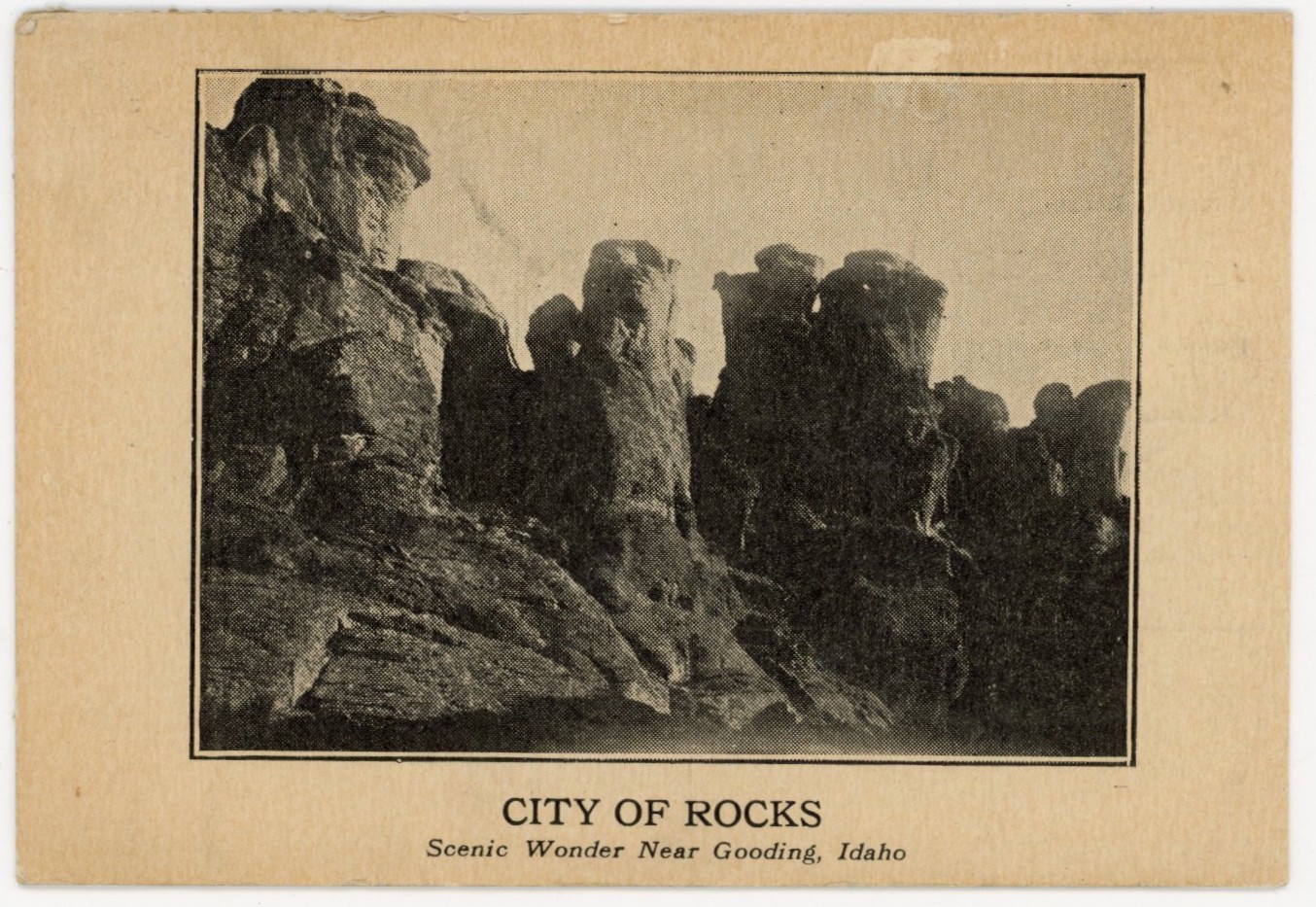 City of Rocks - Gooding Idaho - 1932 Scenic Wonder Rotary Club advertising pc
