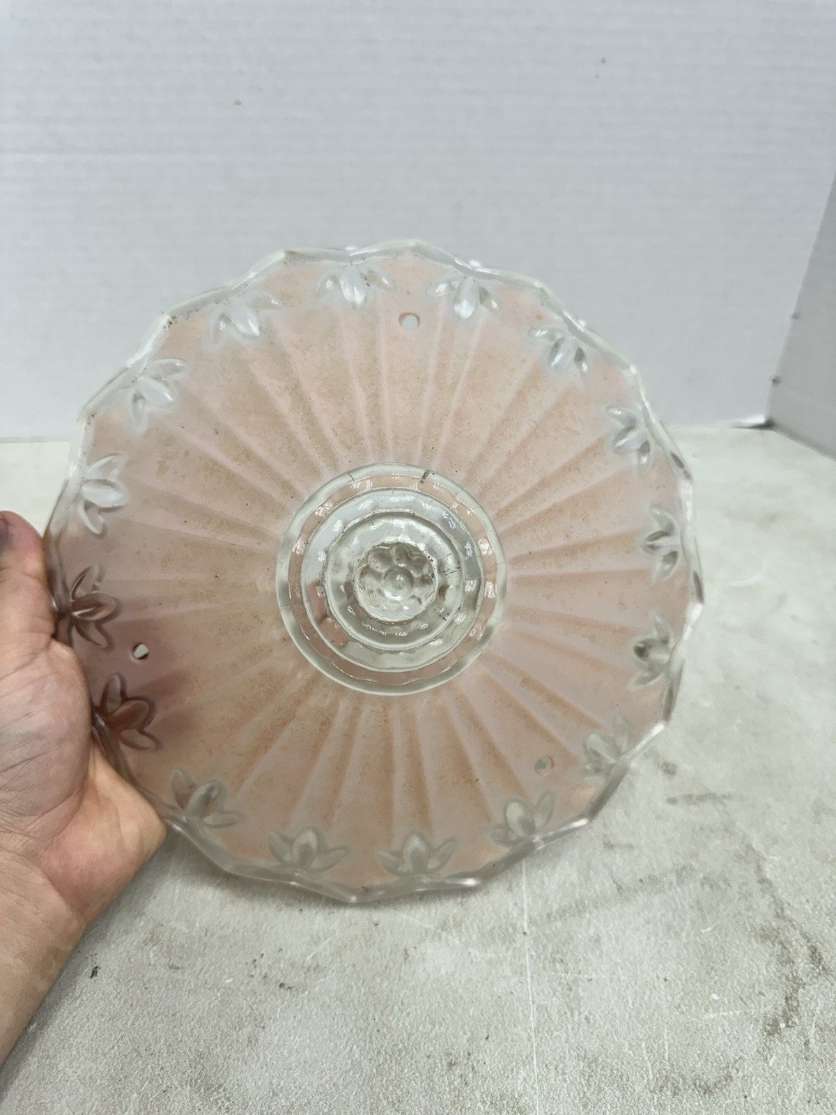Pink Frosted Glass Ceiling Light Fixture Shade 3-Hole Chain Mount 10 Inch