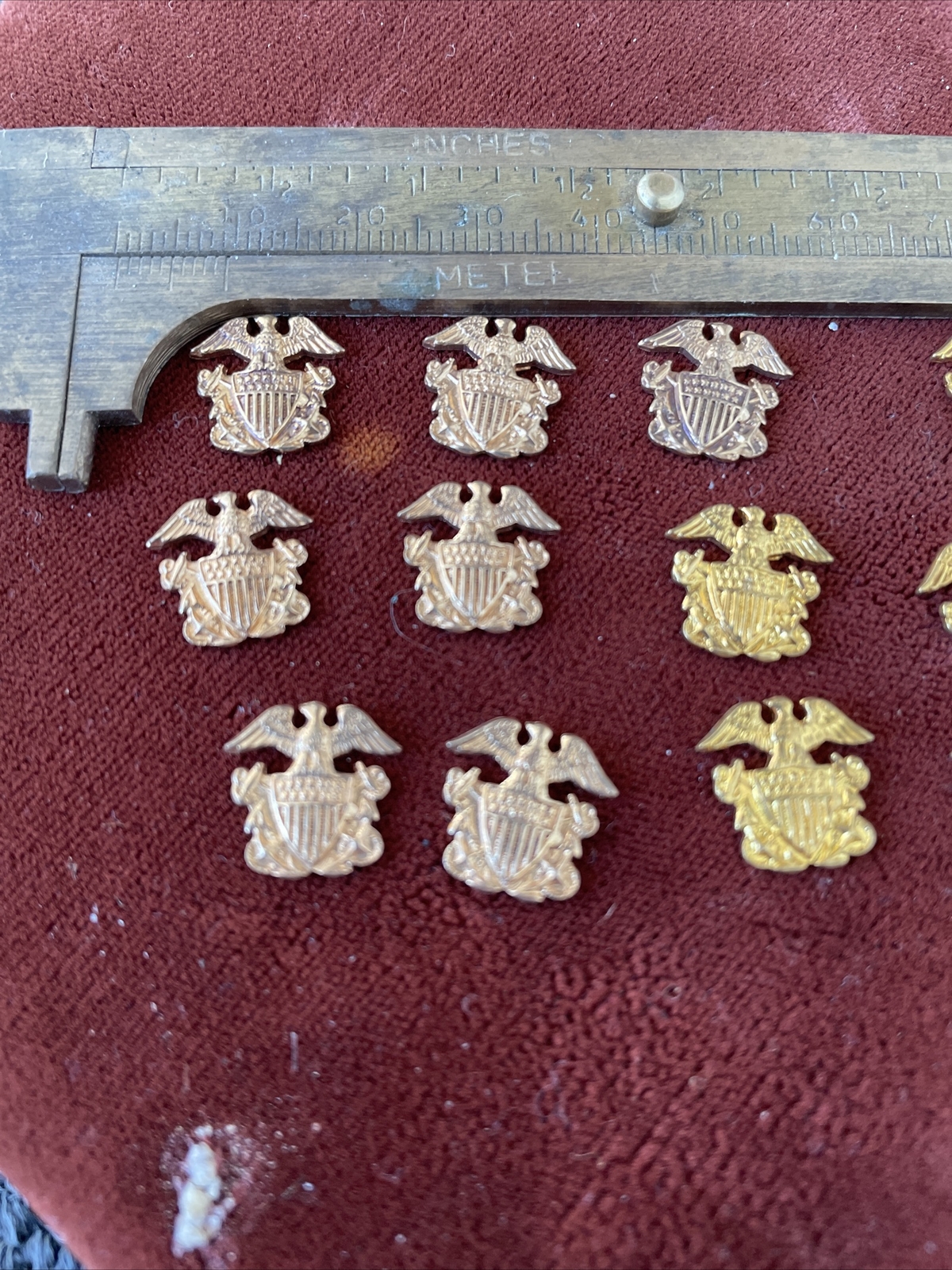 12 Vintage Naval Officer Crests Gold Plated Brass 