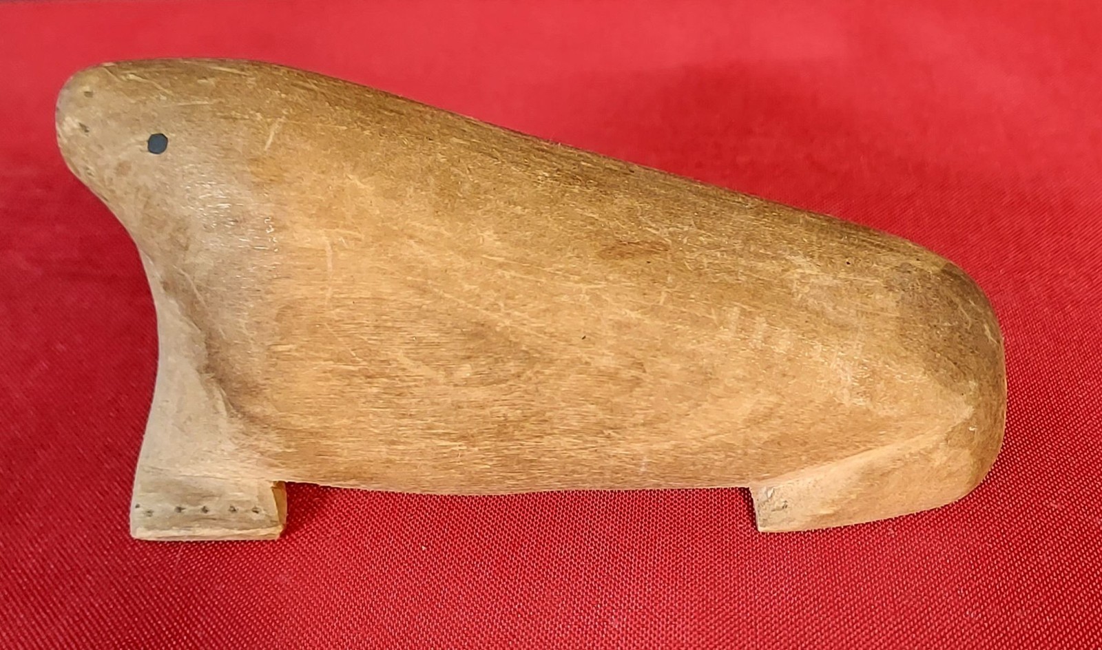 Vintage Artisan Hand Carved Wood Seal Miniature Figurine - Unsigned - VGUC