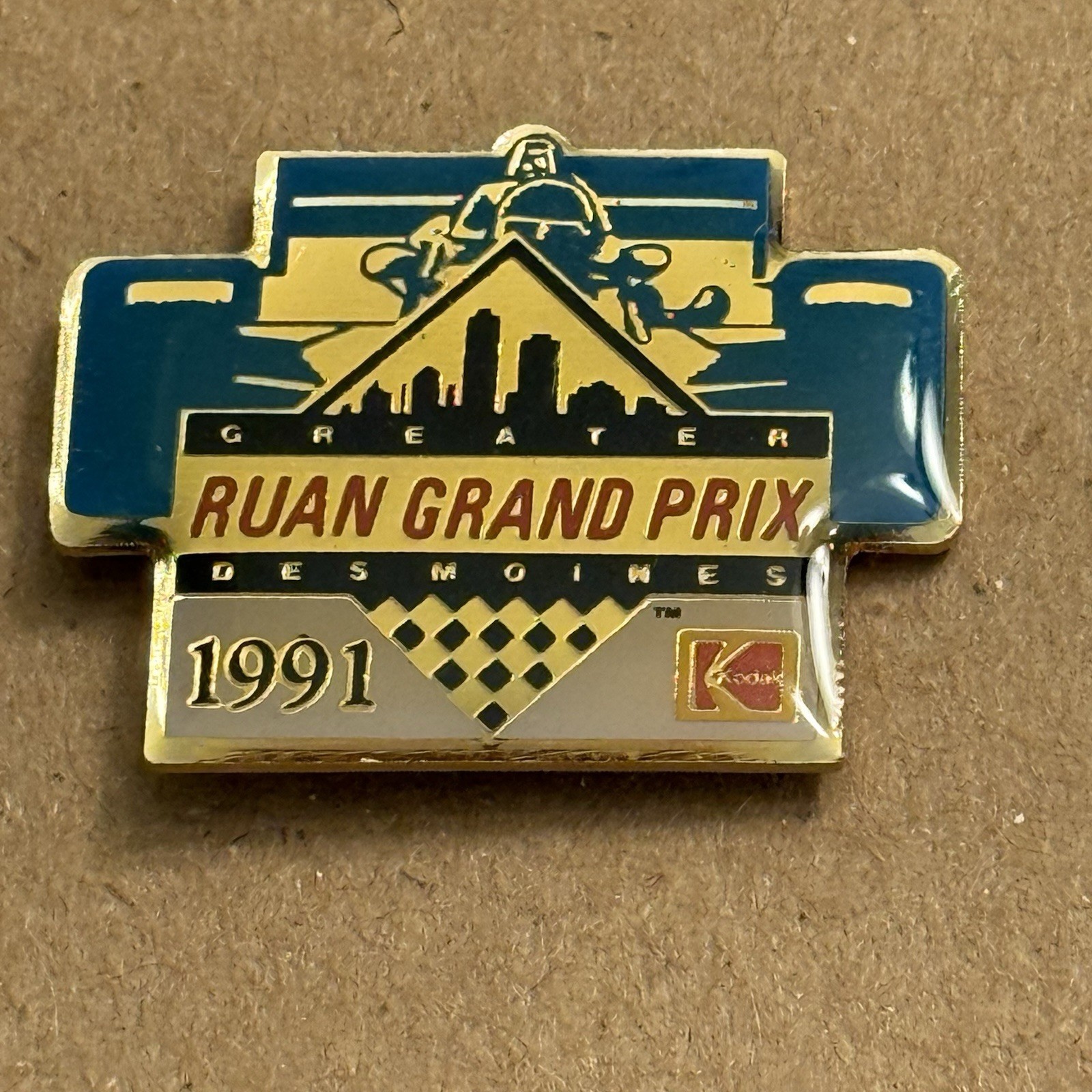 Greater Des Moines Ruan Grand Prix 1991 Kodak Lapel Pin Race Car Iowa VTG