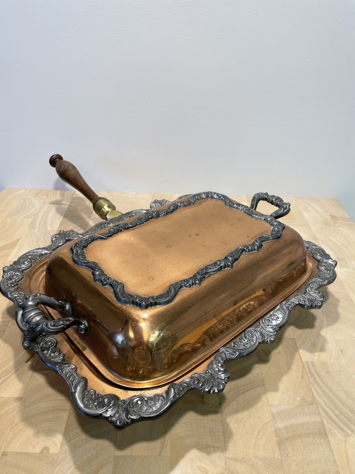 VTG  Poole Copperplate OLD ENGLISH EPC #5020 Rectangular Chafing Dish 3 pc set