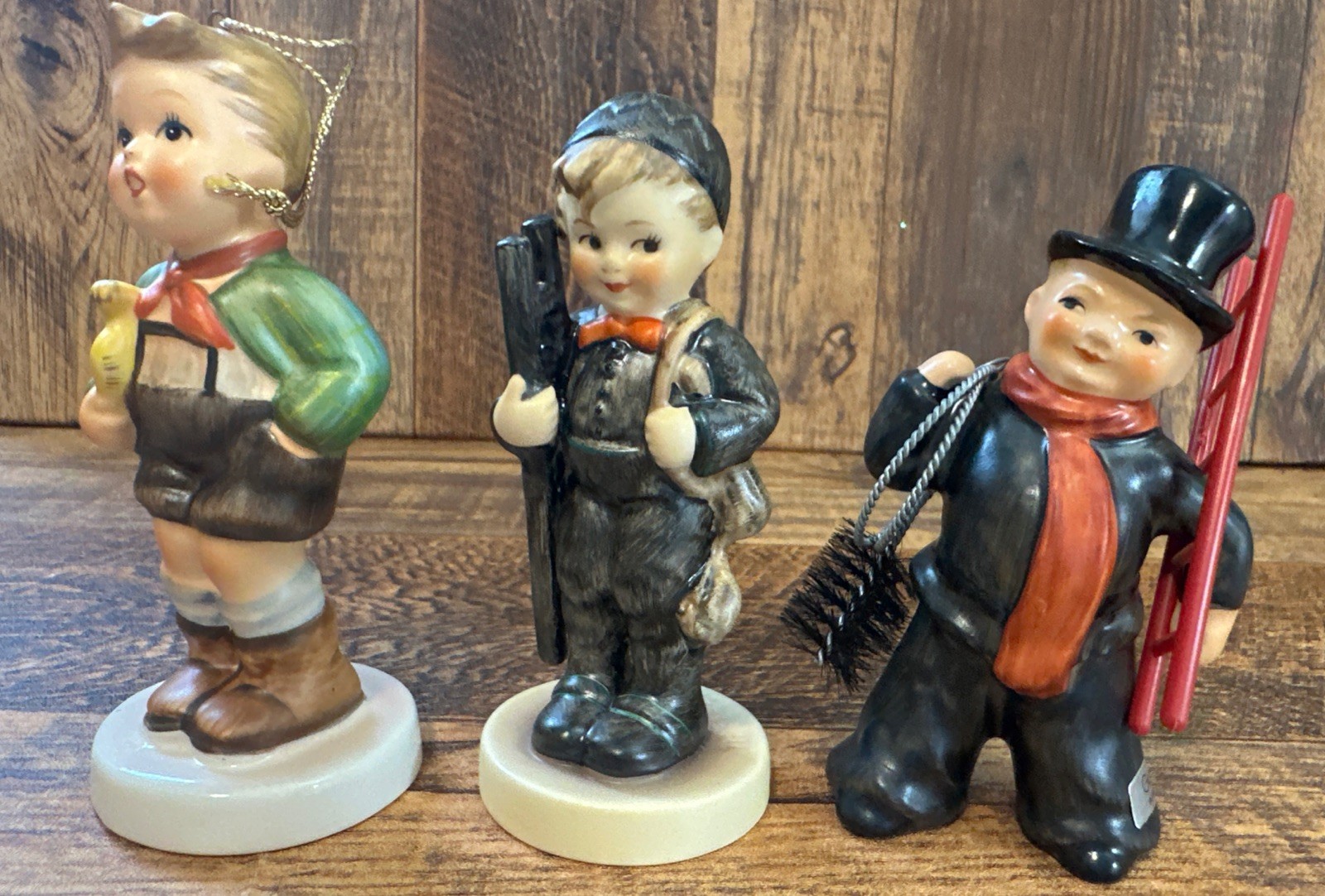 VINTAGE GOEBEL HUMMELL CHIMNEY SWEEP AND SCHMID HARK THE HERALD ANGELS FIGURES