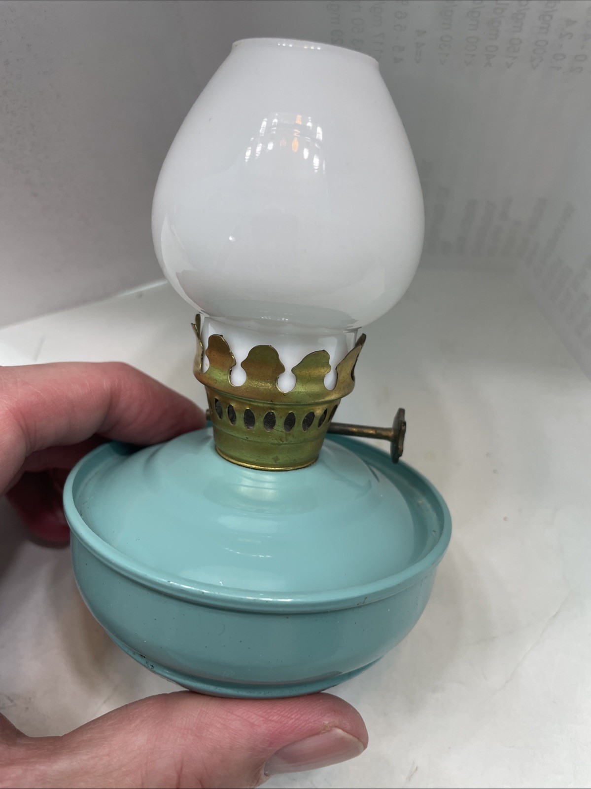VINTAGE Mini KELLY Blue PIXIE WEIGHTED NURSERY OIL LAMP Made In England VINTAGE Mini KELLY Blue PIXIE WEIGHTED NURSERY OIL LAMP Made In England