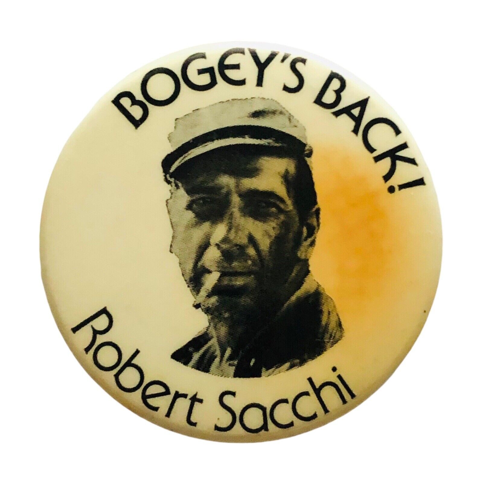 VTG Robert Sacchi Bogey's Back Pinback Button Humphrey Bogart