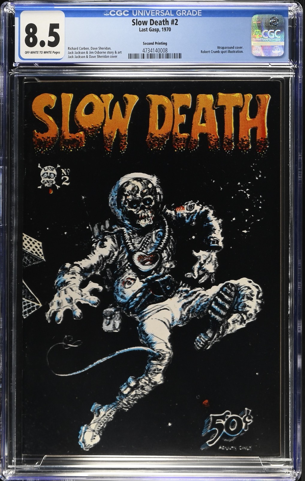Slow Death #2 1970 CGC 8.5 Last Gasp Comics Rare 1/1 Underground Comic