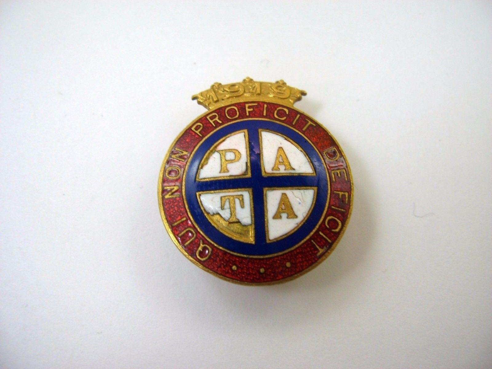 Antique 1919 Philadelphia Gen Hospital Nursing School Pin PATA Enamel Crown Top