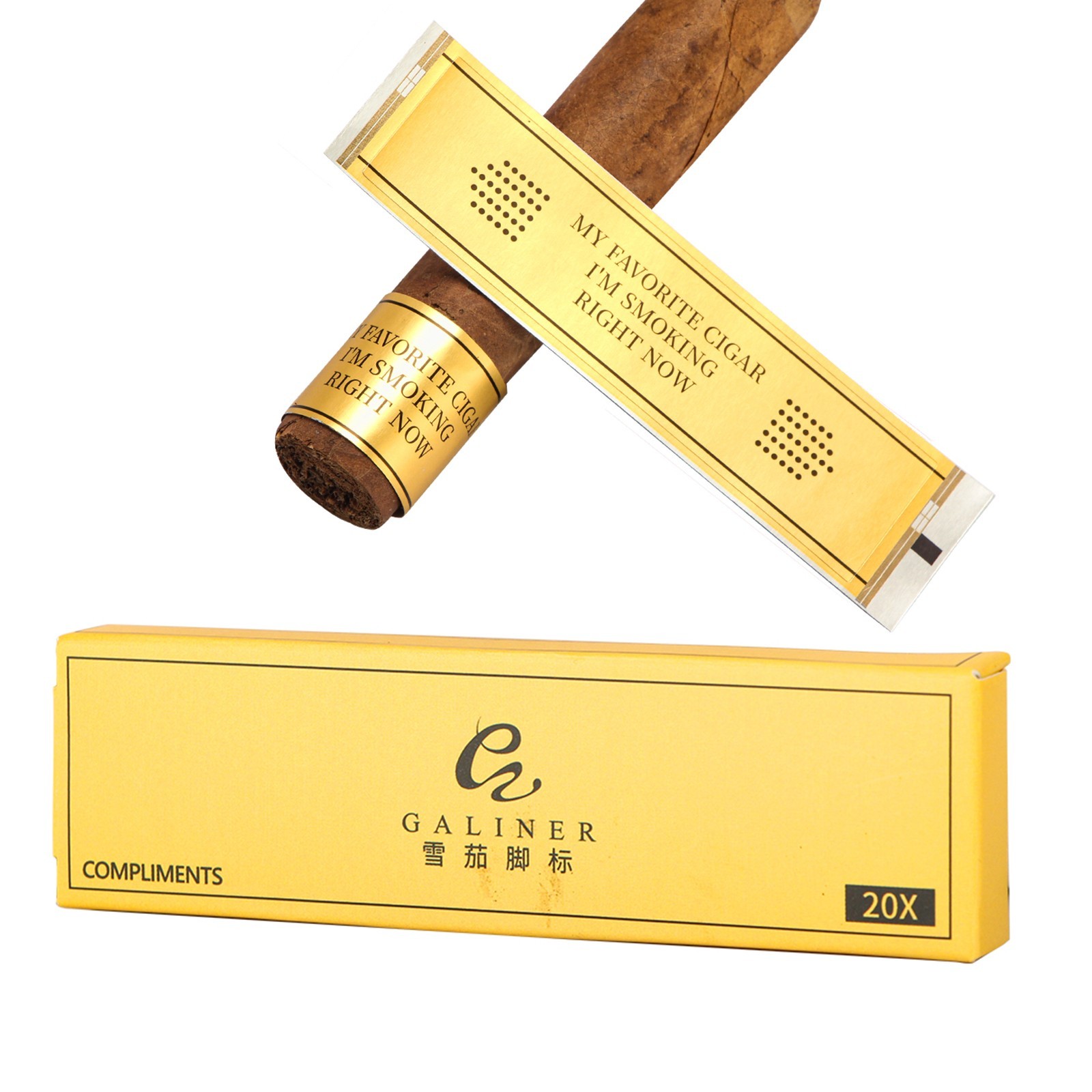 20pcs Galiner Golden Cigar Labels and Cigar Bands Special Smoking Cigar Tools