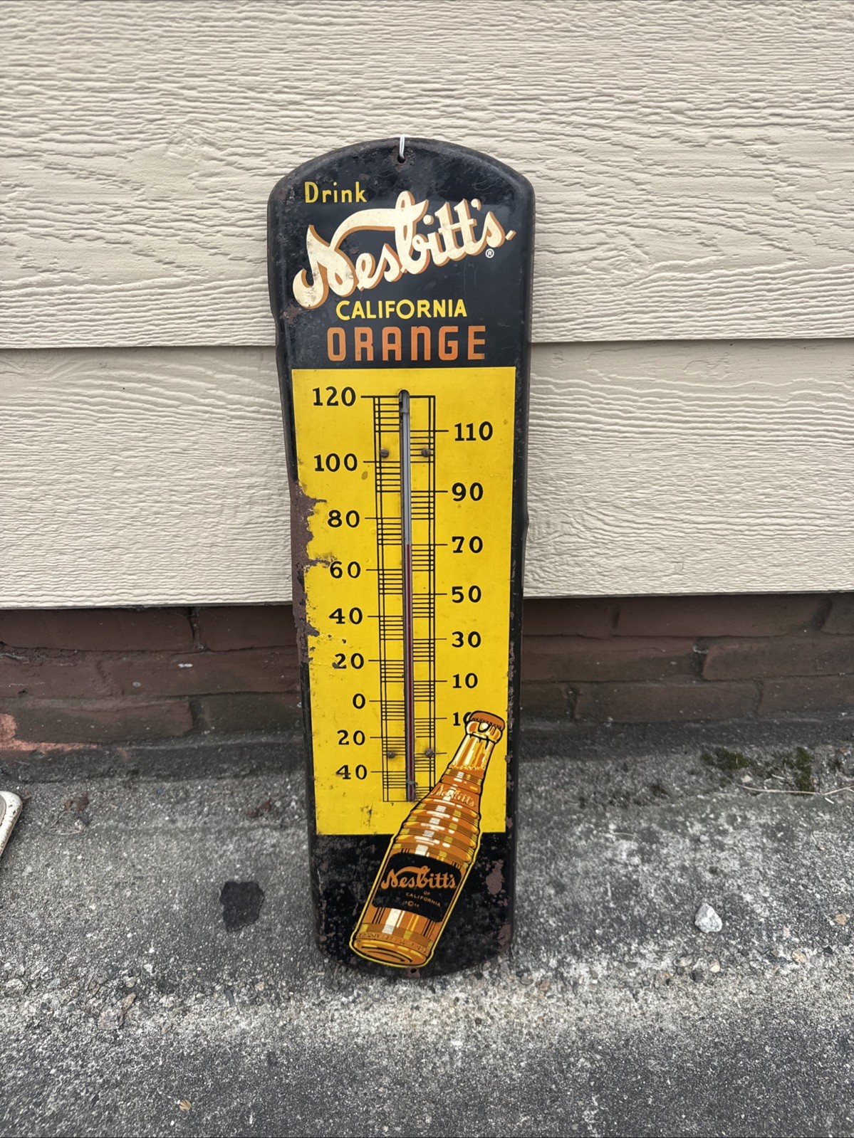 Drink Nesbitt's California Orange Soda Advertising Thermometer 1950s Working