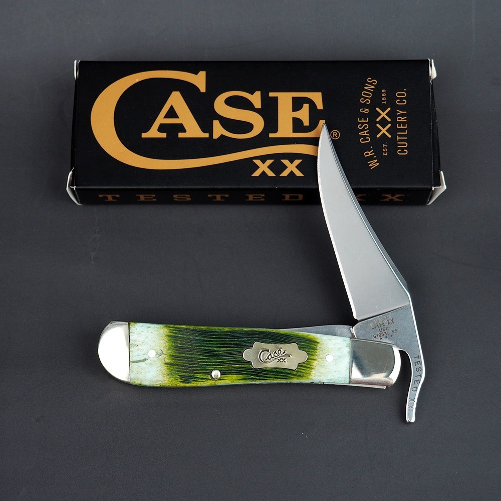 Case XX Barnboard Jigged Lime Green Bone Russlock Pocket Knife NIB - 61043