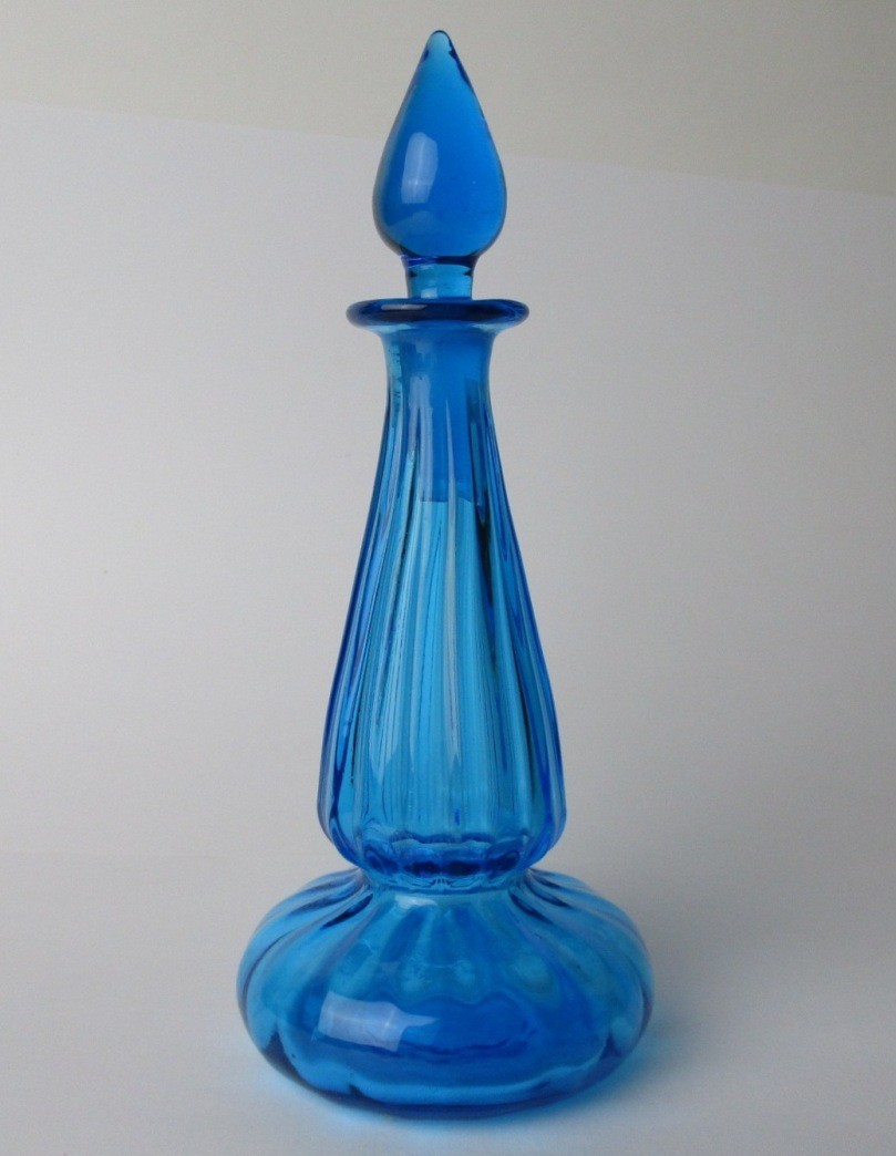 Steuben Glass perfume cologne bottle Celeste Blue optic ribs #6236
