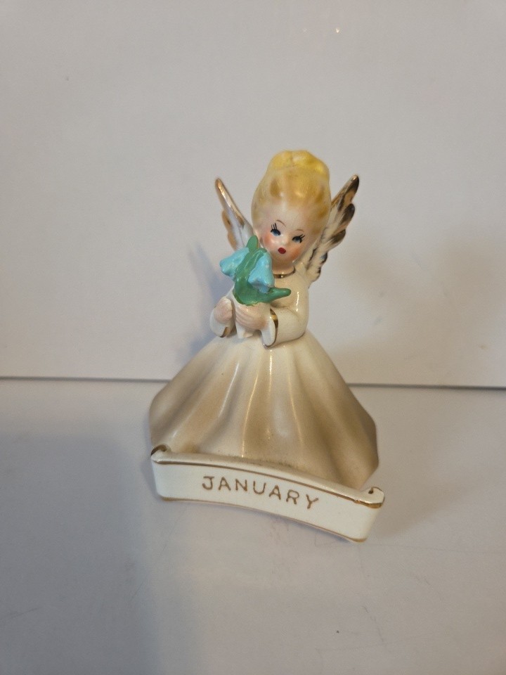 Wheelock Peoria Vintage Pretty January Angel Figurine 4.5\