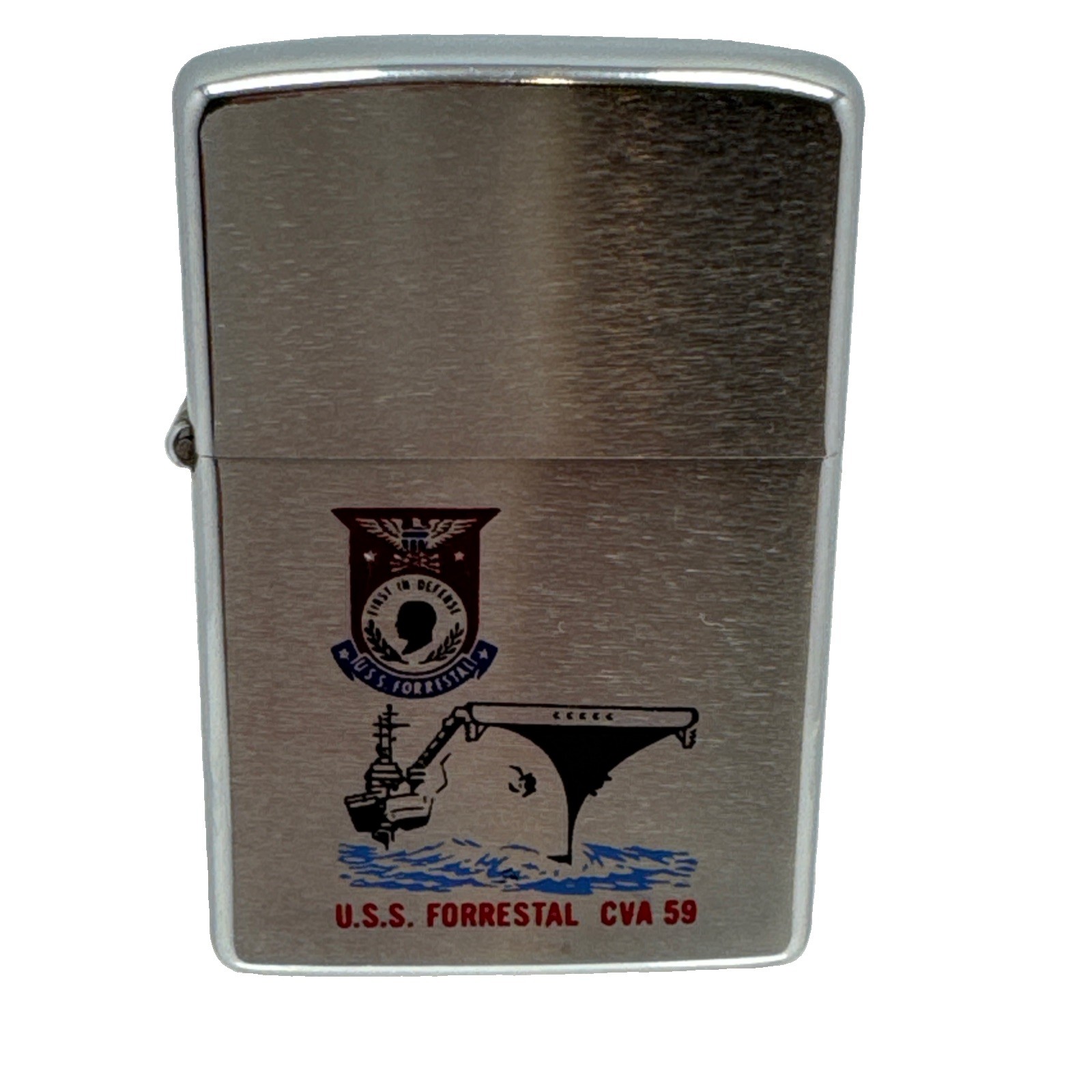 Vintage 1973 Zippo Lighter USS Forrestal CV 59 USN Supercarrier Engraved