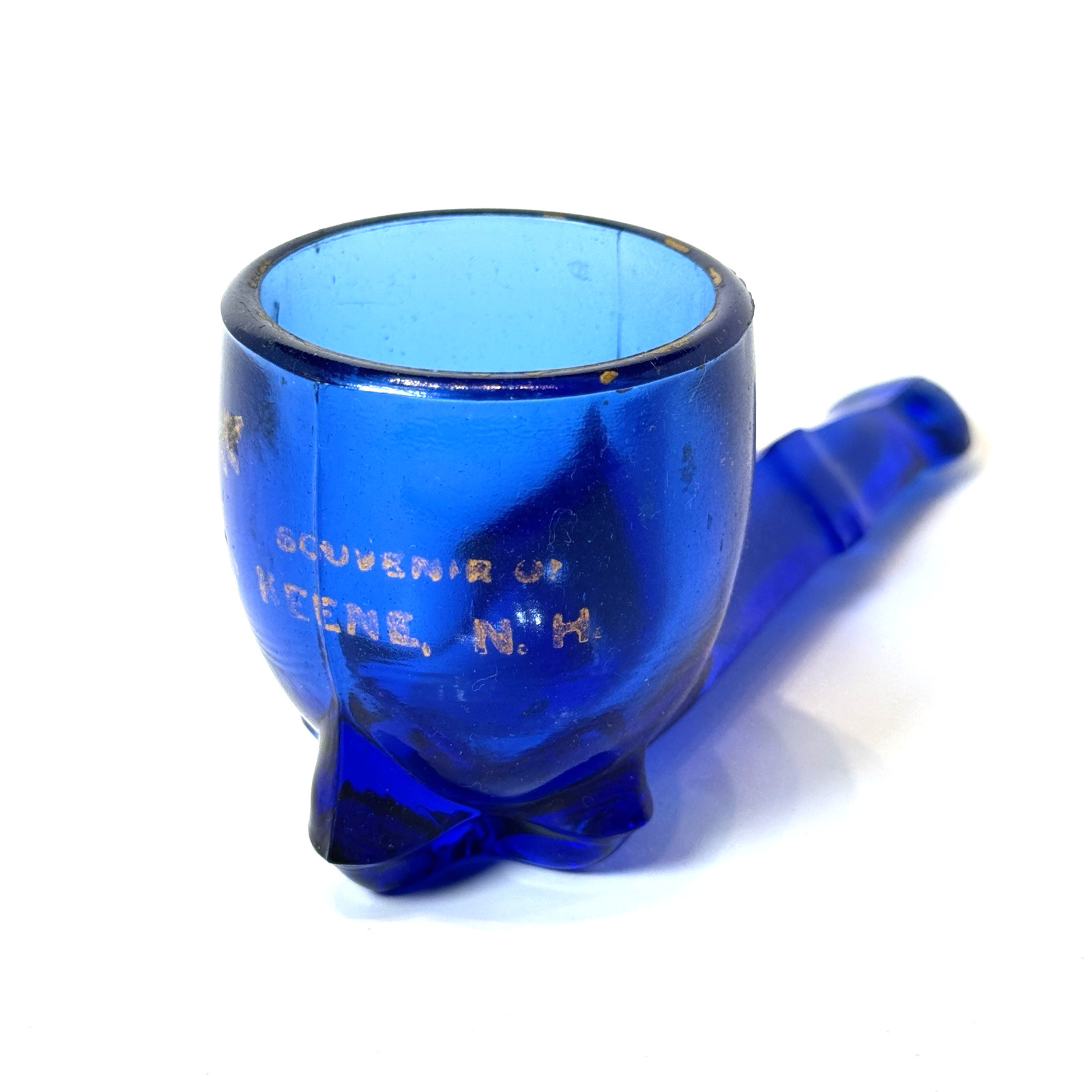 KEENE NH NEW HAMPSHIRE Souvenir ANTIQUE BLUE Glass TRINKET PIPE KEENE NH NEW HAMPSHIRE Souvenir ANTIQUE BLUE Glass TRINKET PIPE