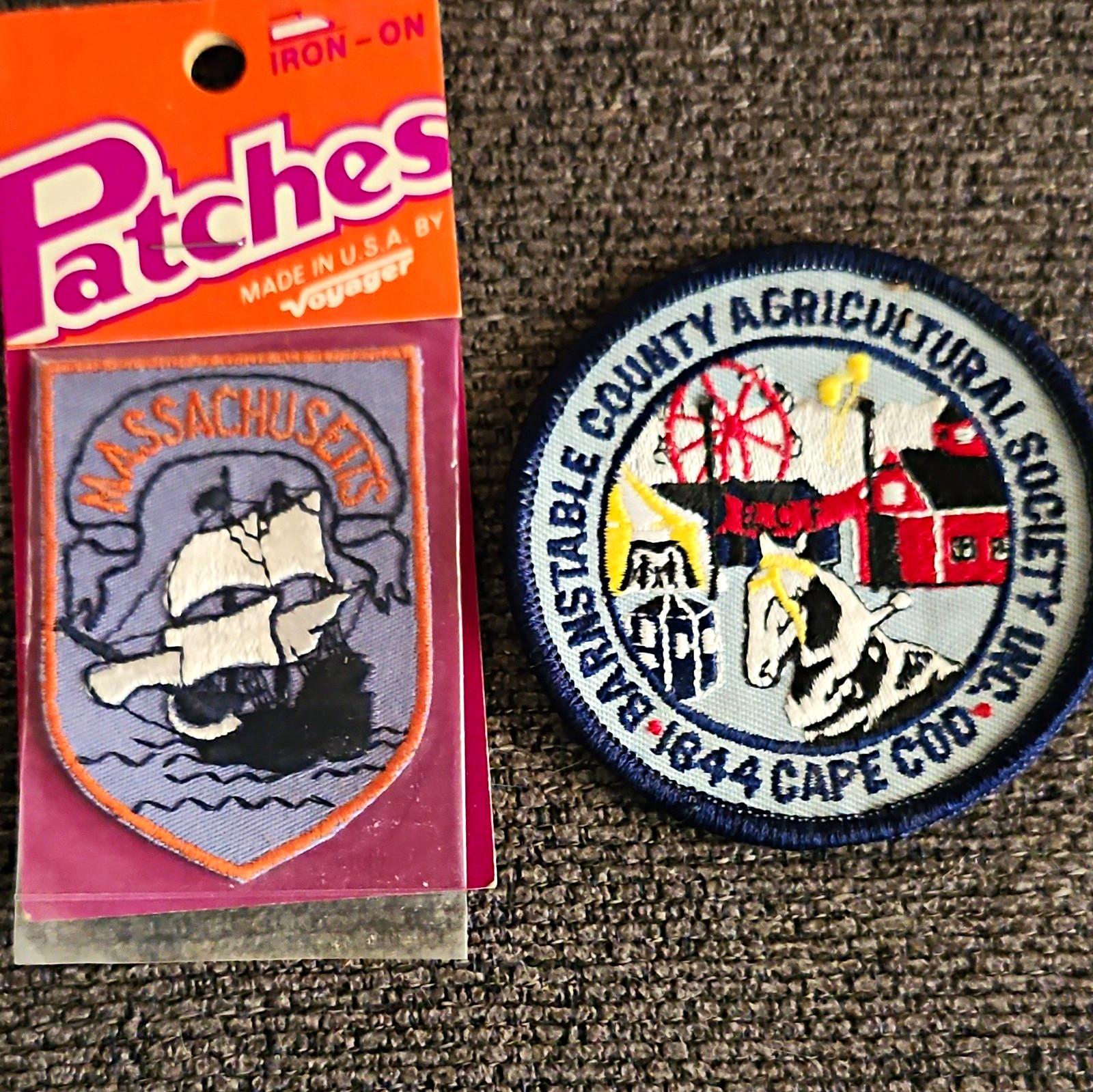 Vintage Massachusetts, & Barnstable Society 1944 Cape Cod Iron-On Patches Vintage Massachusetts, & Barnstable Society 1944 Cape Cod Iron-On Patches