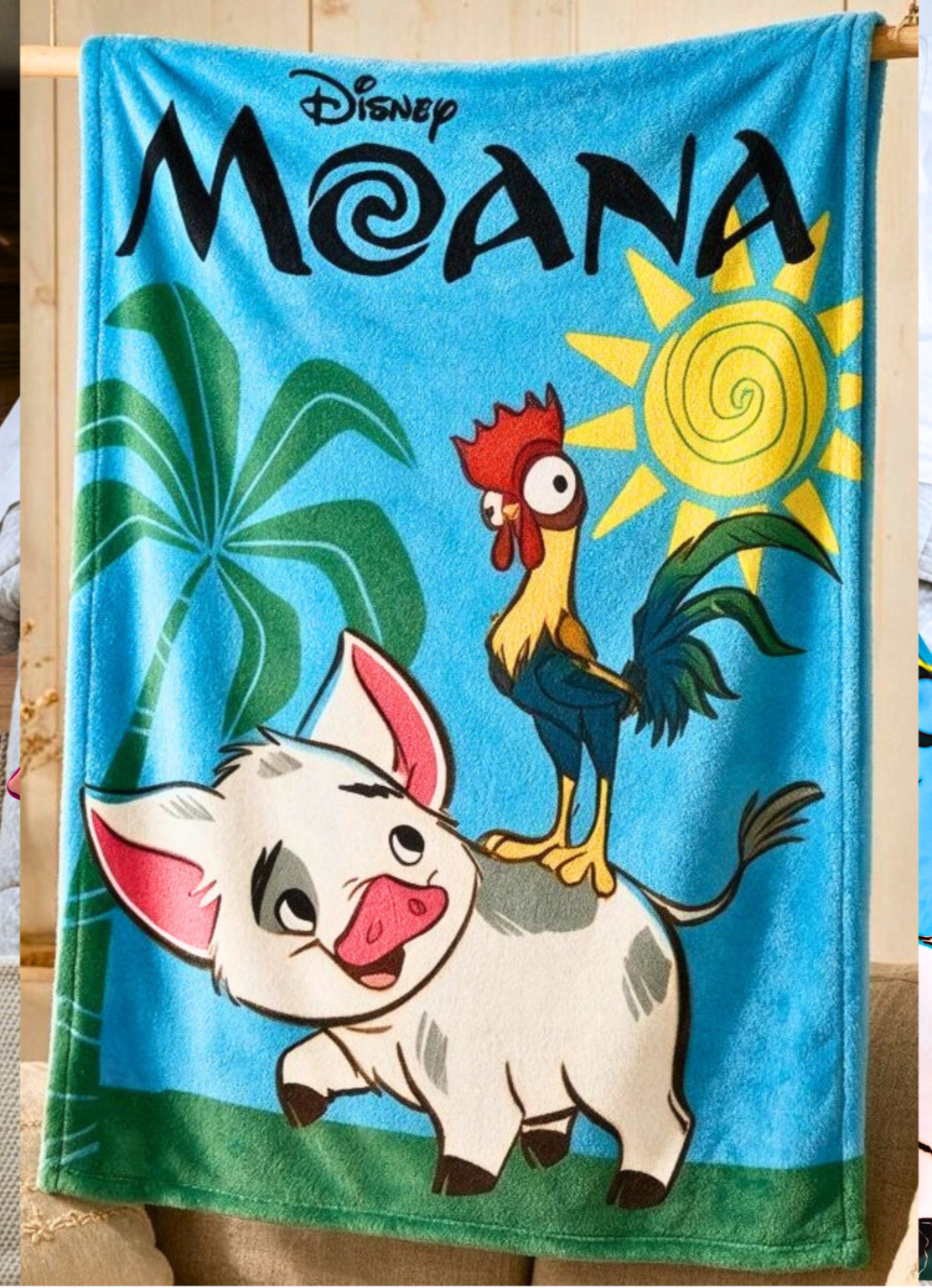 Disney Moana Blanket Pua Pig Hei Hei Rooster Fleece Throw Japan Exclusive Rare
